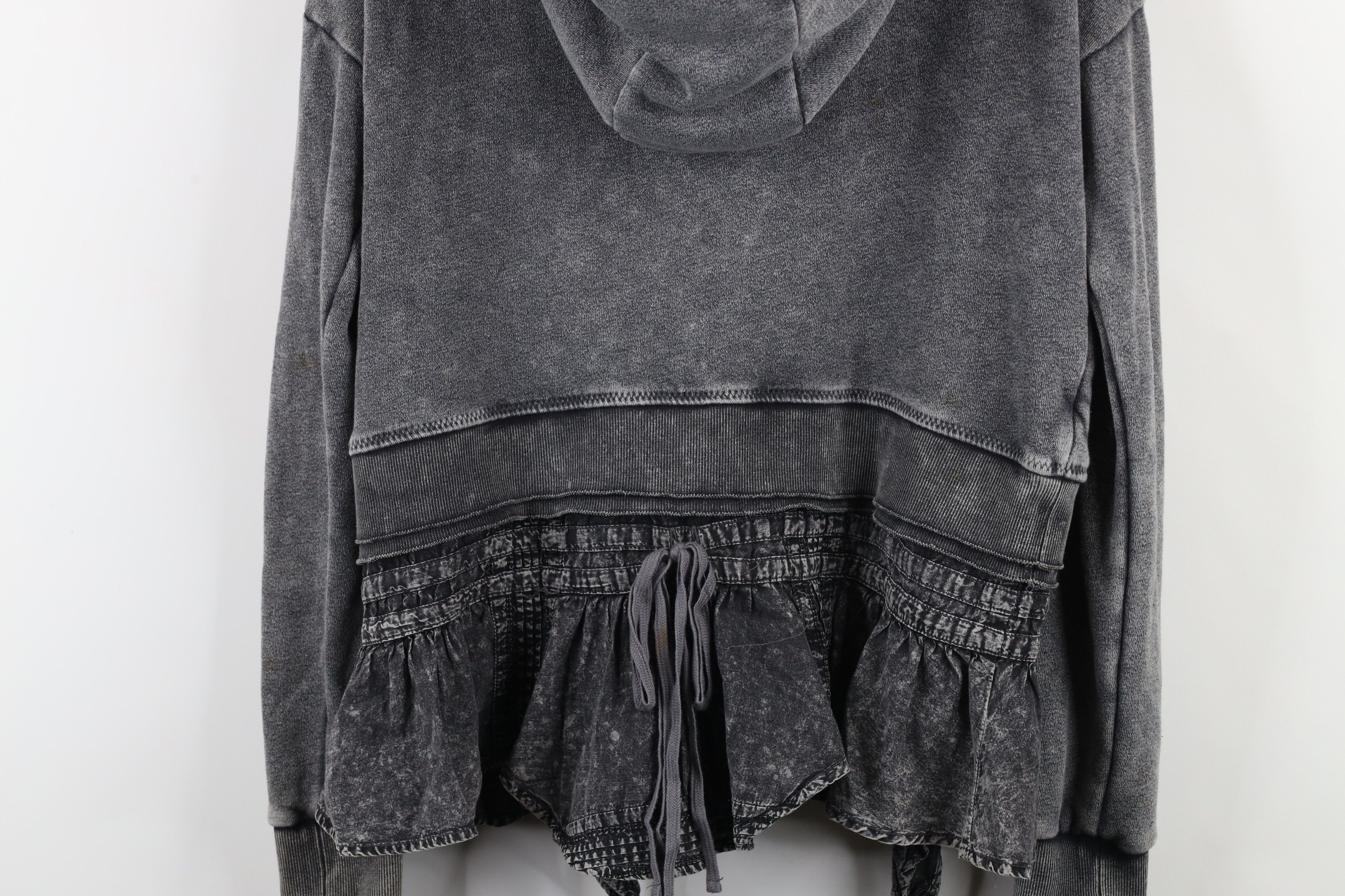 Free People × Vintage Free People Acid Wash Ruffled Full Zip Hoodie Sweatshirt Size S / US 4 / IT 40 - 15 Thumbnail