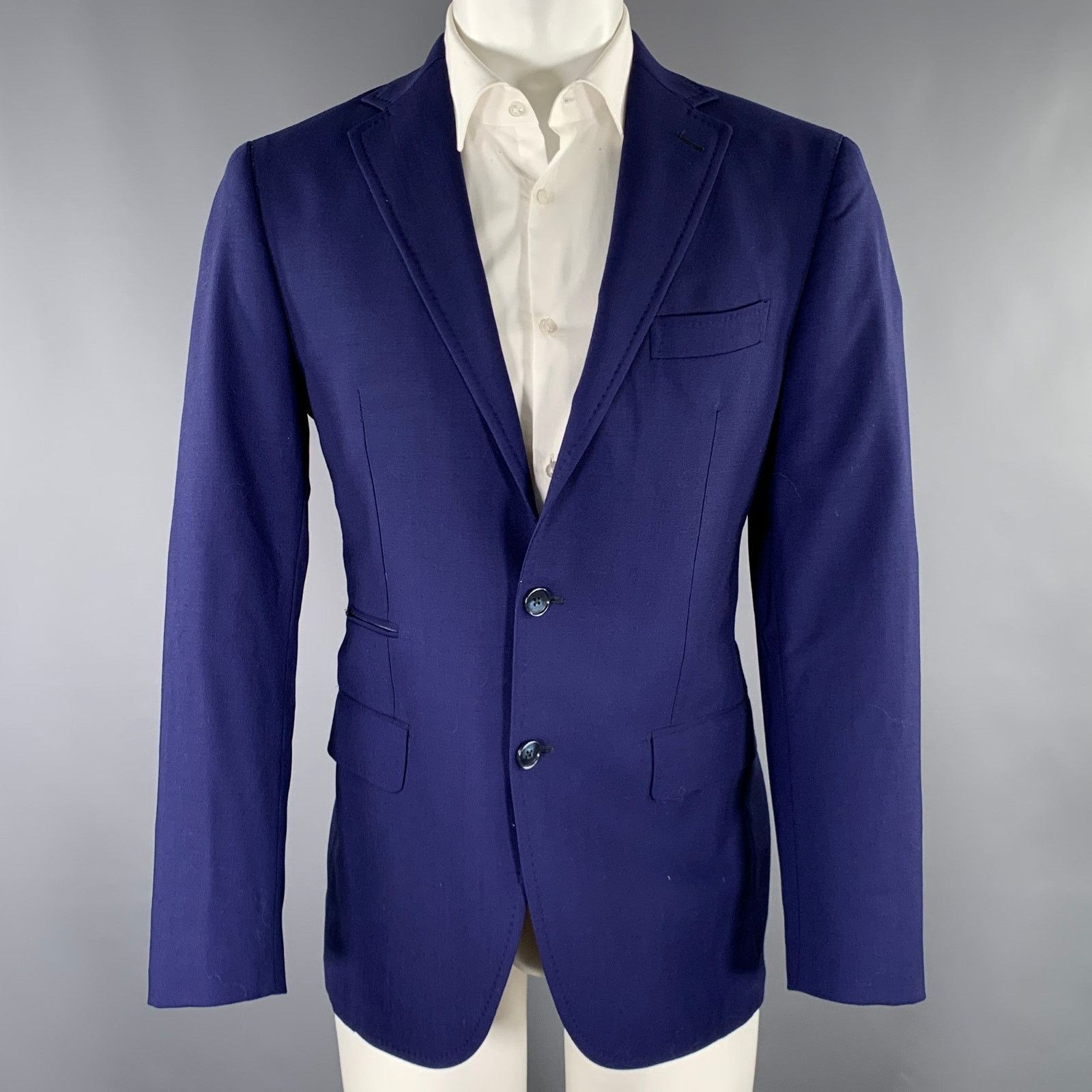 Other MAGARI Size 40 Blue Virgin Wool Notch Lapel Sport Coat Size 40S - 1 Thumbnail