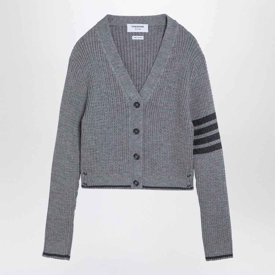 Thom Browne o1d2blof1024 Wool Cardigan in Grey Size M / US 6-8 / IT 42-44 - 1 Thumbnail