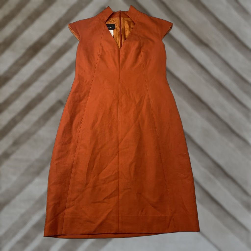Vintage VINTAGE AKRIS PUNTO orange shift dress Stand Collar Sheath Womens 8 Sleeveless Knee Length Women's 8 Orange Shift Dress 8 Womens Size M / US 6-8 / IT 42-44 - 1 Thumbnail