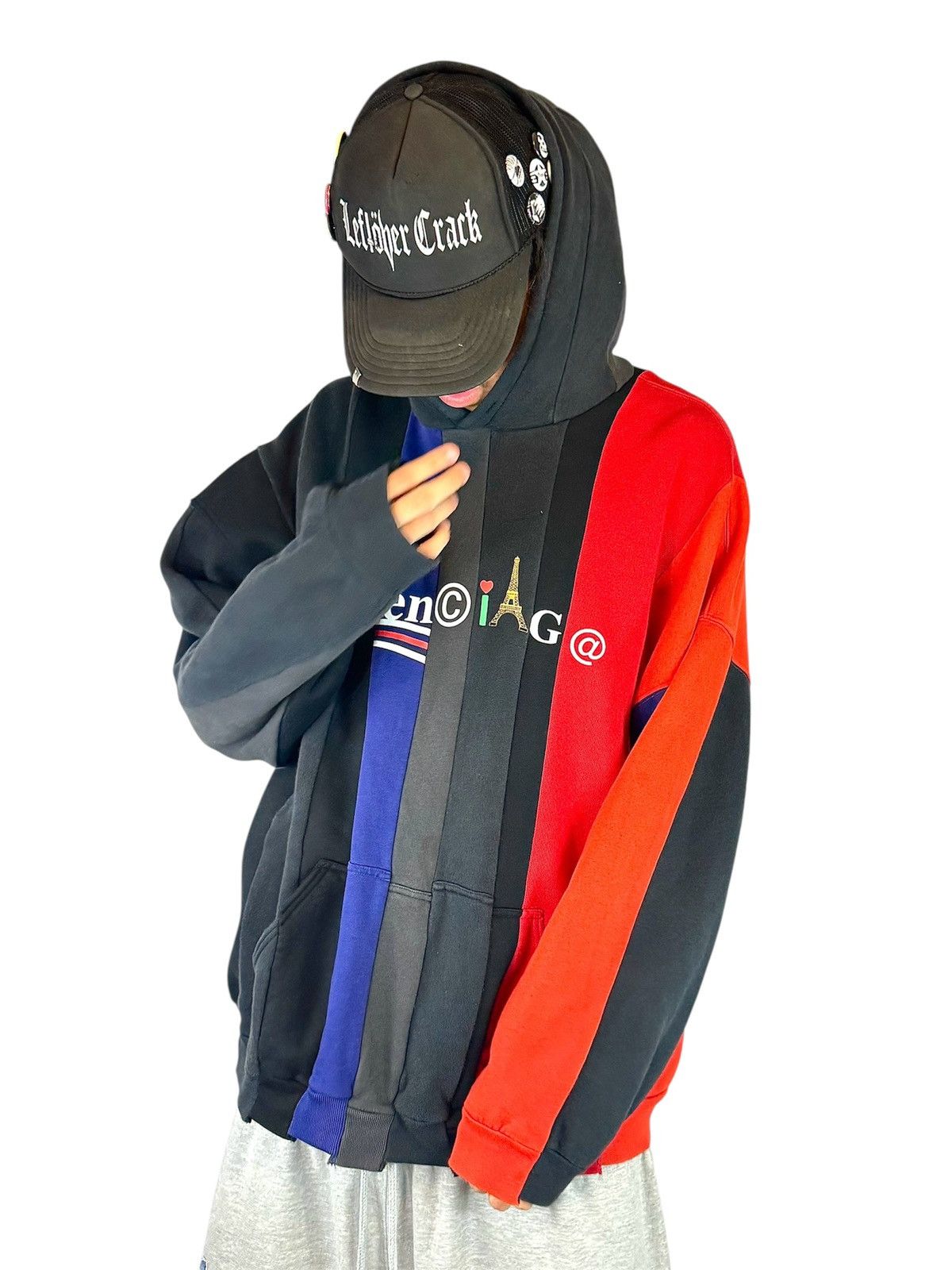 【関税&送料込】Balenciaga Jersey Hoodie Balenciaga Destroyed logo cotton jersey hoodie Balenciaga