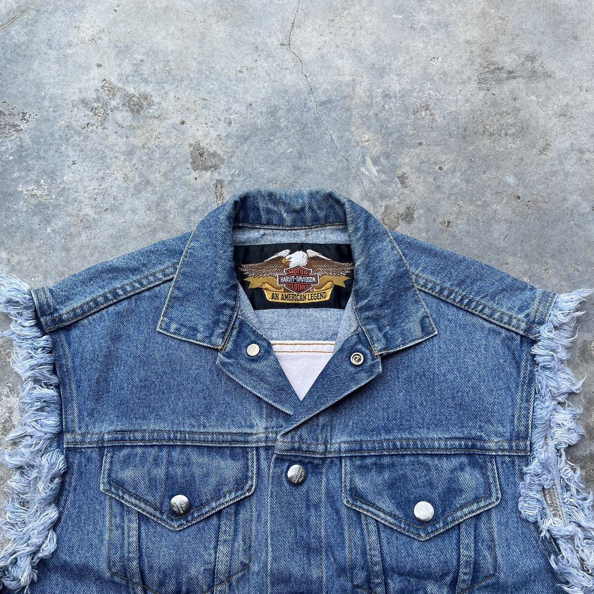Harley Davidson × Vintage Distressed Denim Teucker Jacket Harley Davidson Sleeveless Size US M / EU 48-50 / 2 - 6 Thumbnail