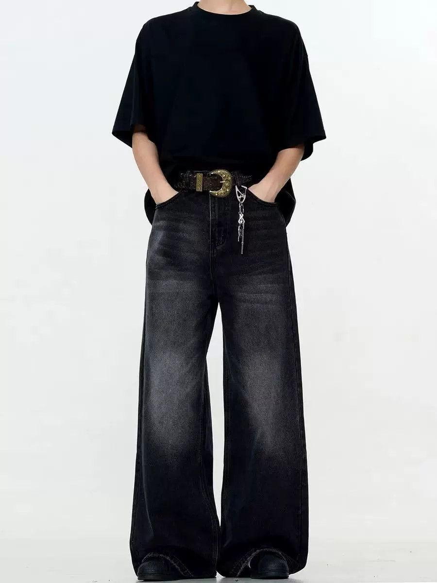 Jean Loose vintage washed distressed black men's jeans y2k Size US 32 / EU 48 - 1 Thumbnail