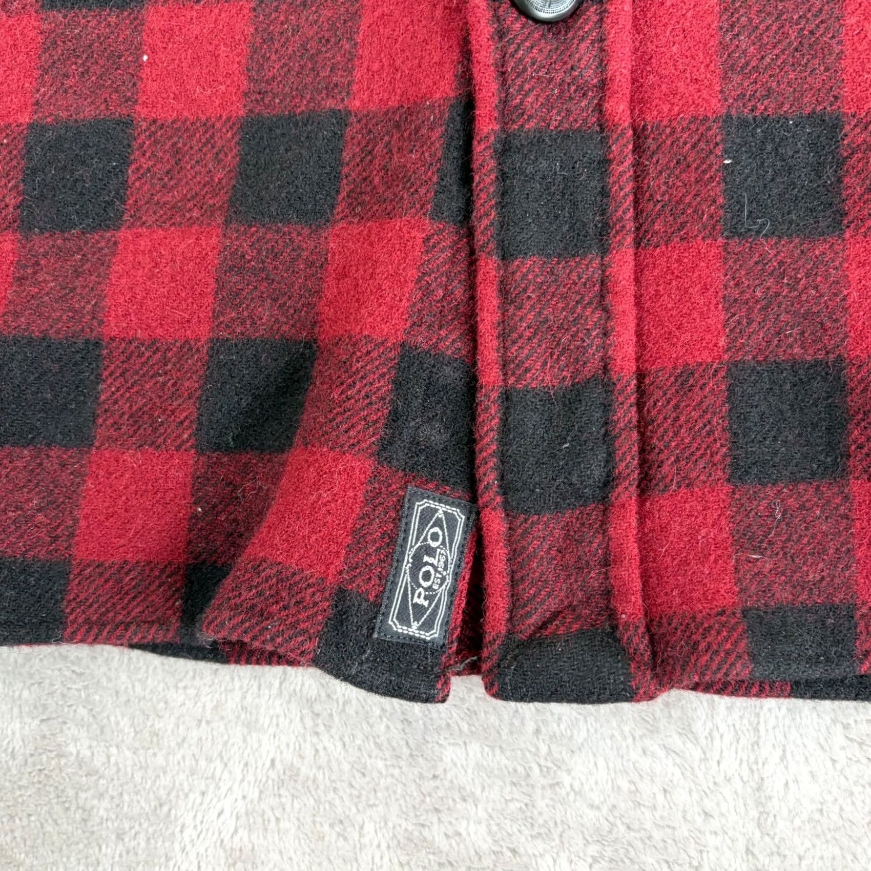 Polo Ralph Lauren VINTAGE Polo Ralph Lauren Workshirt Shirt Men Large Red Plaid Wool Elbow Patch Button-Up Long Sleeve Casual Travel 47in Chest Designer Grunge Preppy Size US L / EU 52-54 / 3 - 3 Thumbnail