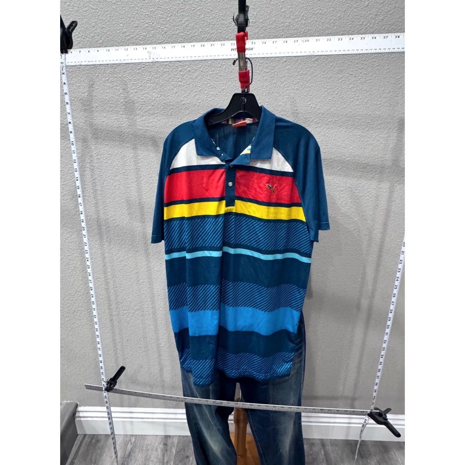 Puma Puma Colorful Stripe POLO SHIRT Large L Men Size US L / EU 52-54 / 3 - 3 Thumbnail