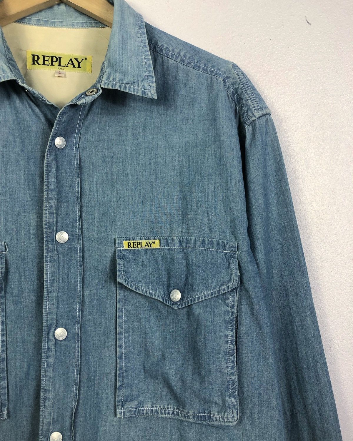 Replay Rare Vintage Replay Italy Double Pockets Button Ups Shirt Size US L / EU 52-54 / 3 - 3 Thumbnail