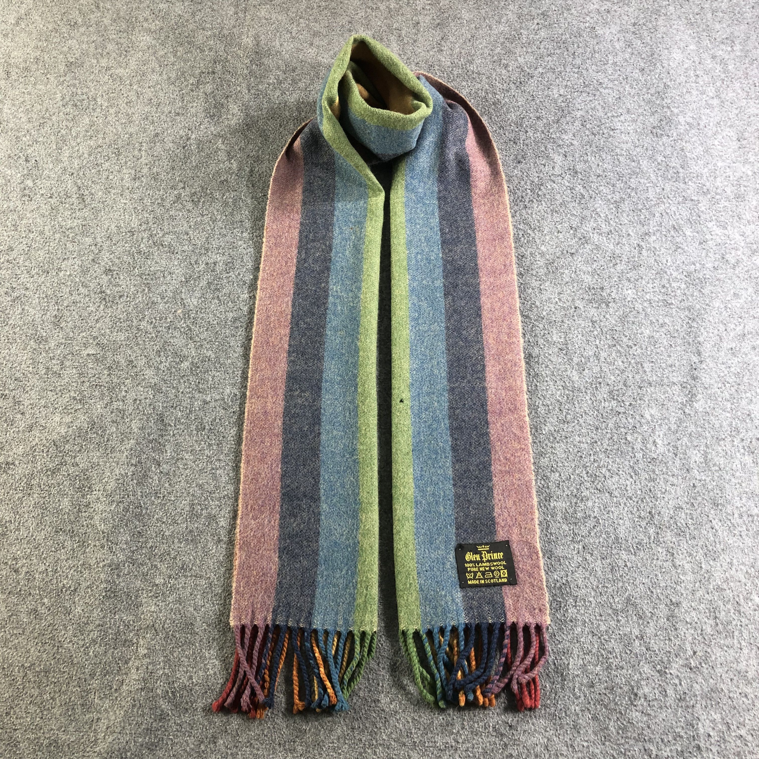 Vintage Glen Prince Striped Wool Scarf Muffler Neckwear V2498 Size ONE SIZE - 1 Thumbnail