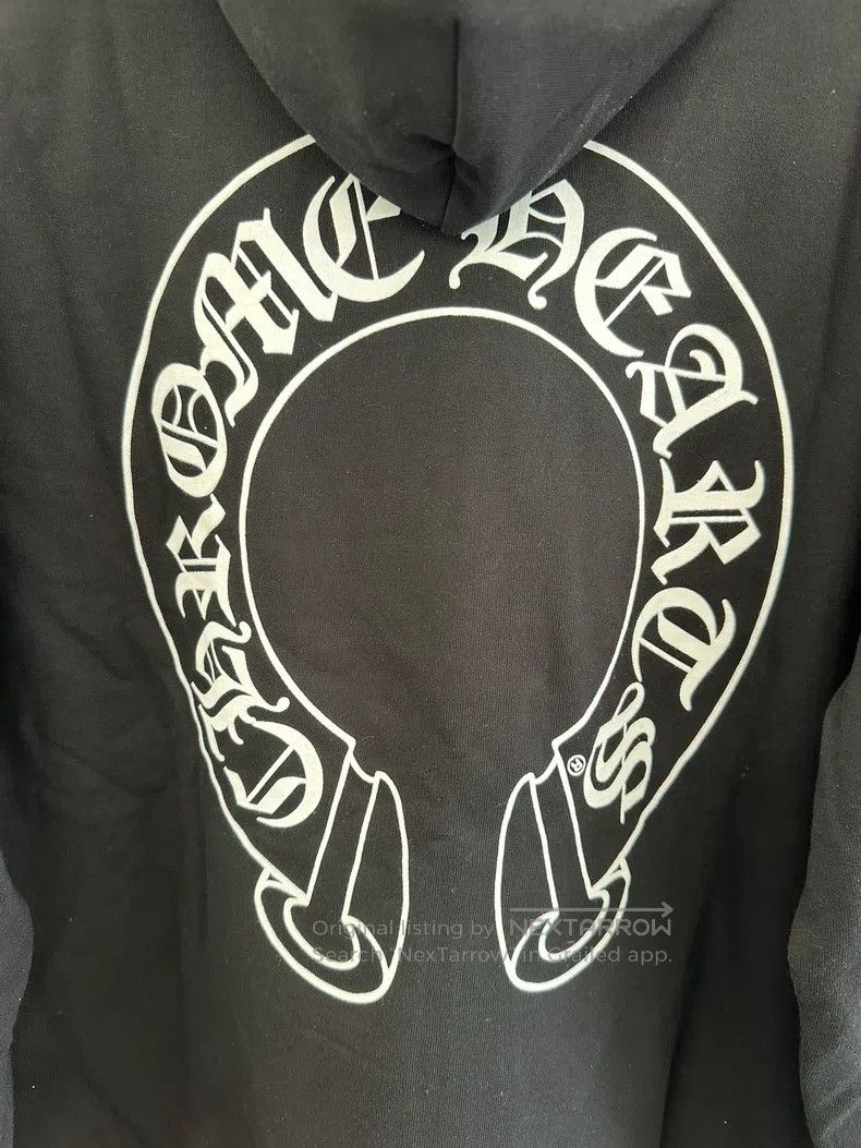 CHROME HEARTS Size S Black horseshoe arm zipper hoodie thic