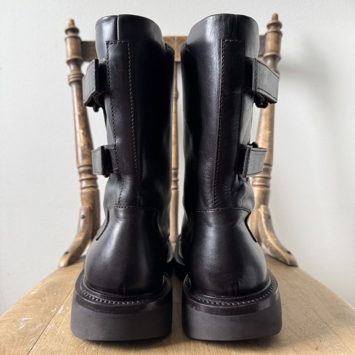 Prada Prada FW1999 Brown Army/Military Velcro Strap Leather Boots Size US 11 / EU 44 - 4 Thumbnail