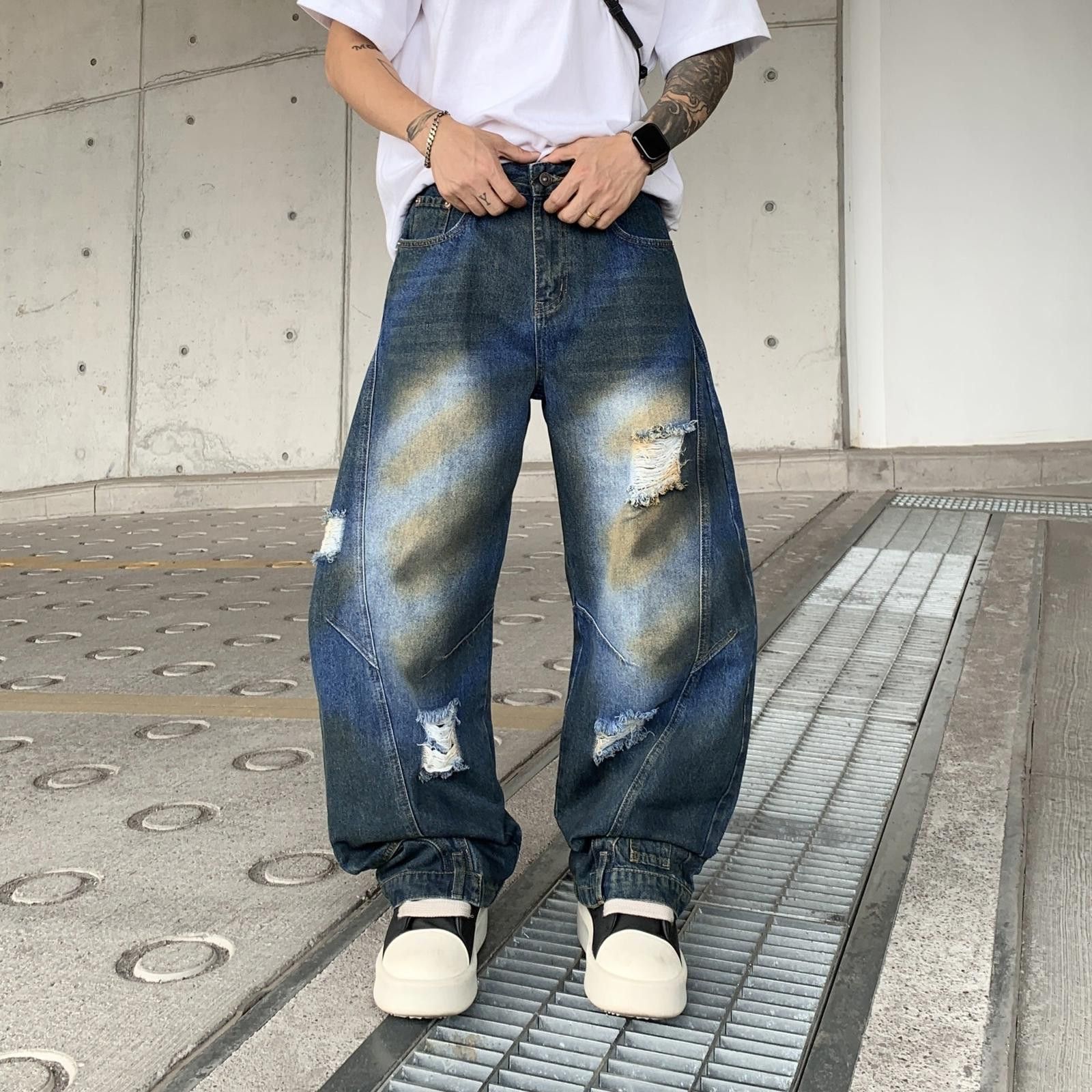 Vintage Blue Baggy Relaxed Fit Denim Jeans, Wide Leg Jeans Size US 30 / EU 46 - 5 Thumbnail