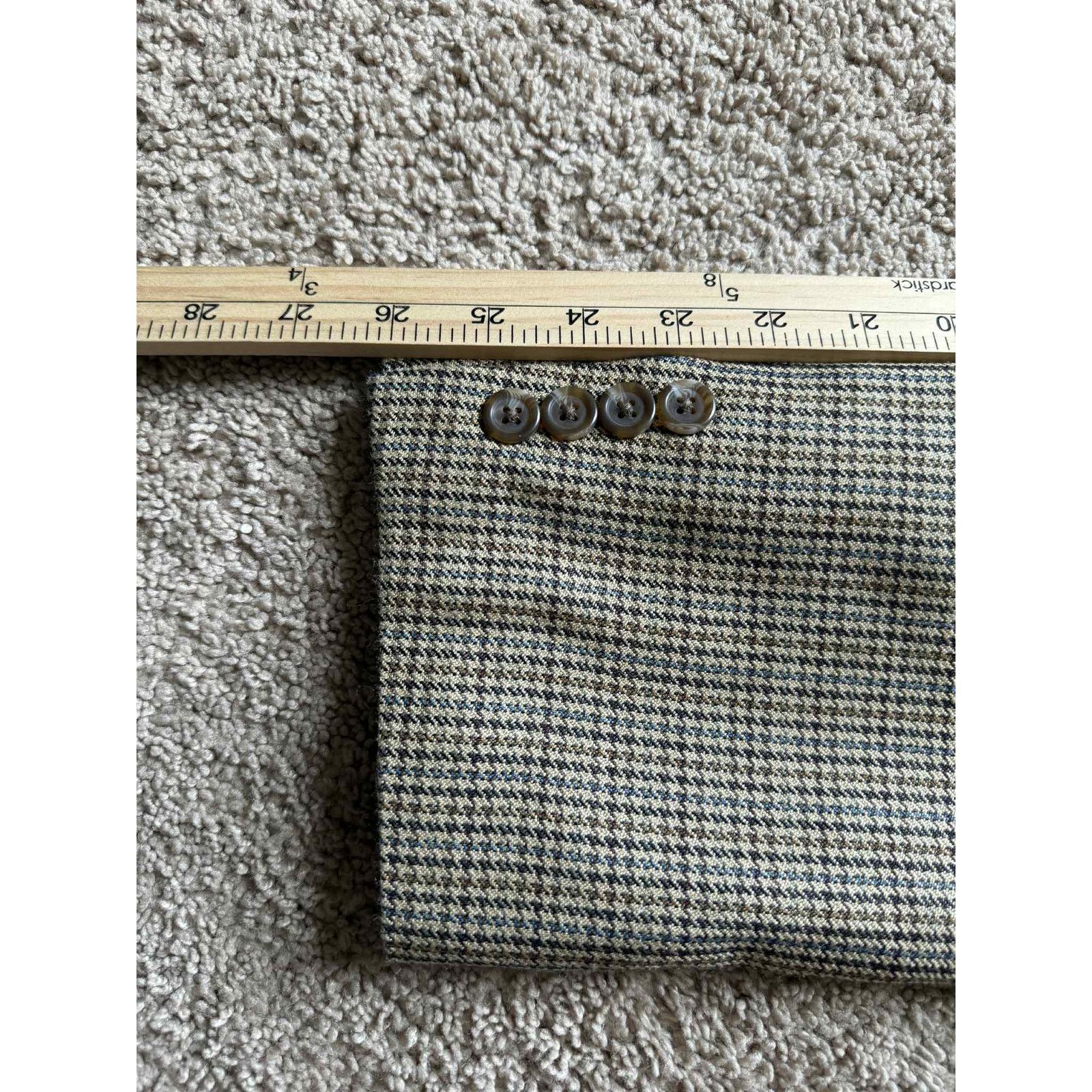 CPS CHAPS Chaps Houndstooth Long Sleeve Notch Lapel Blazer Tan Men 48R Size 48R - 8 Thumbnail