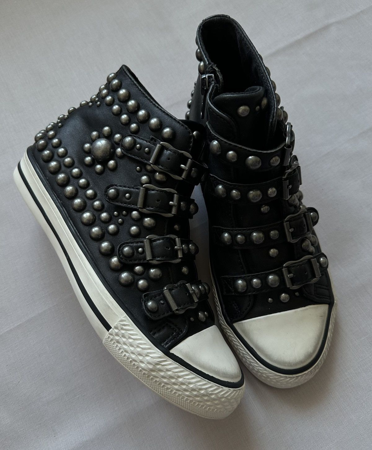 ASH Ash Vito Studded leather hi-top buckle sneakers Size US 7 / IT 37 - 3 Thumbnail