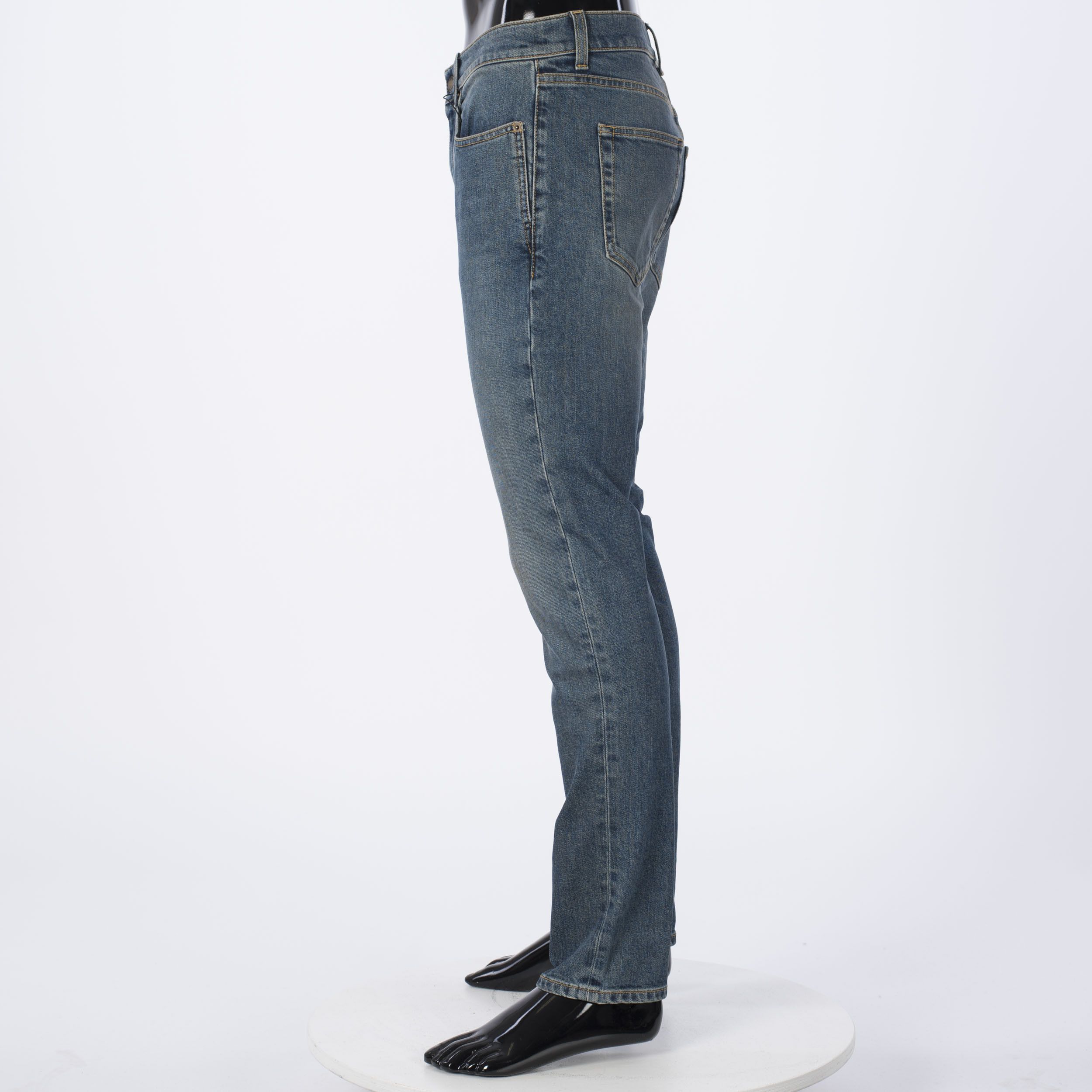 Saint Laurent Paris Mid Rise Skinny Jeans In Light 80s Blue Denim Size US 31 - 3 Thumbnail