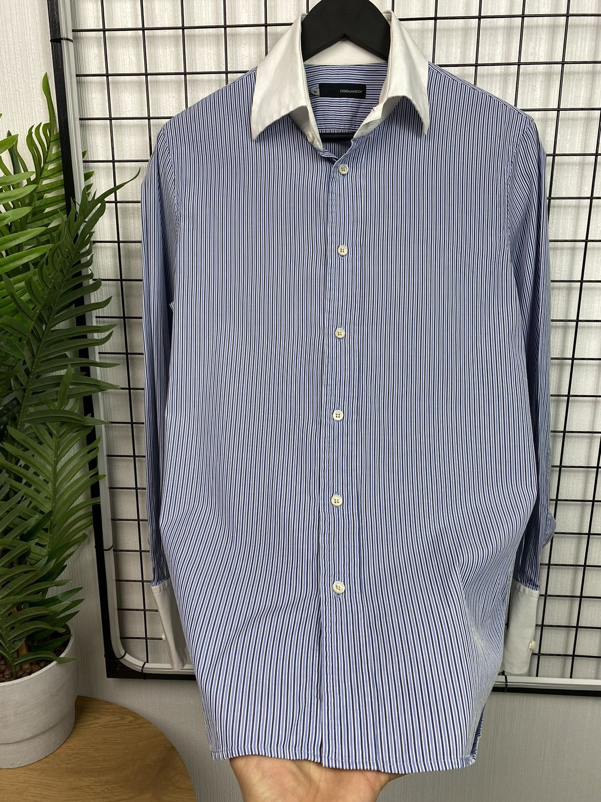 Dsquared2 Dsquared2 men striped shirt logo 50 size Blue white Size US M / EU 48-50 / 2 - 8 Thumbnail