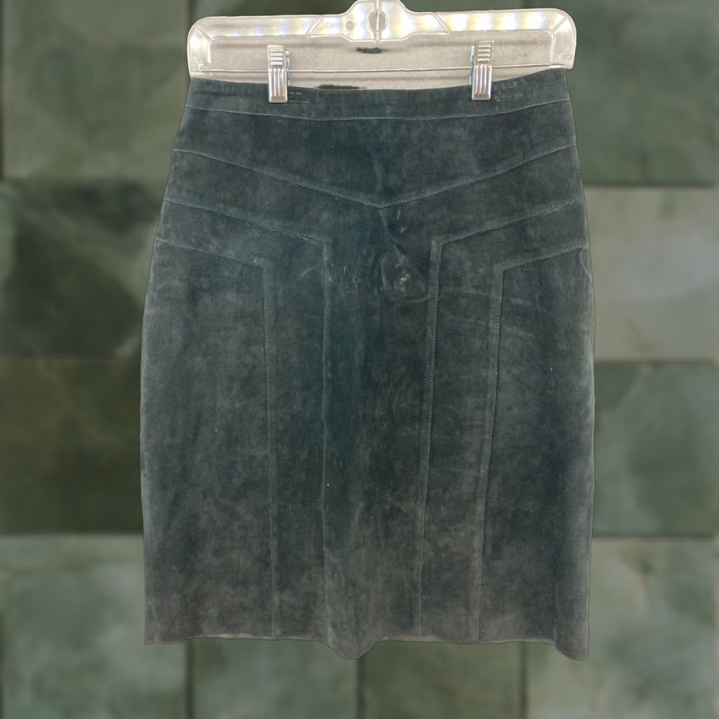Alfani VINTAGE Alfani Leather Skirt Women Medium Black Knee Length Pencil & Straight Style 90s Fall Winter Size 28" / US 6 / IT 42 - 1 Thumbnail