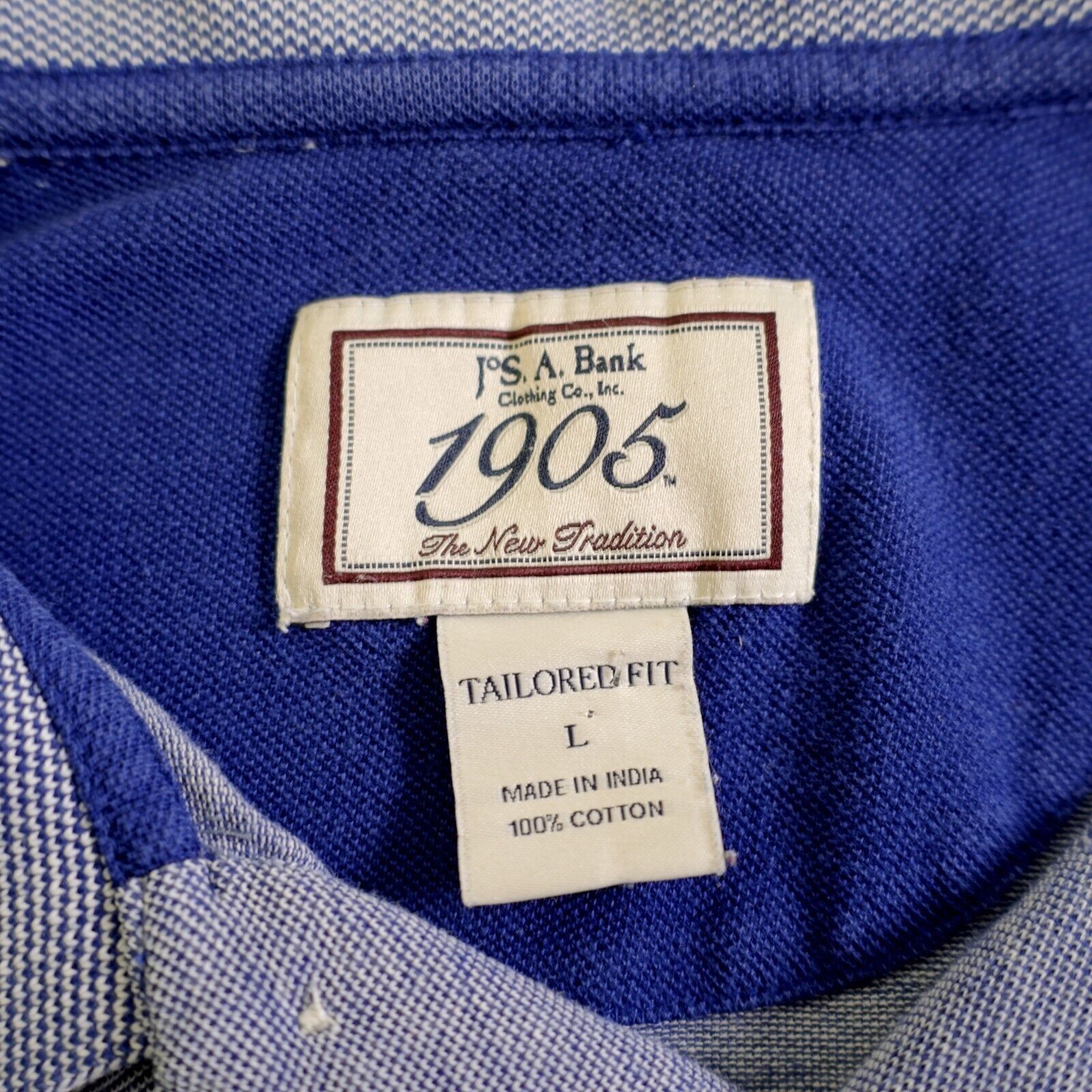 Jos. A. Bank Jos A Bank 1905 Blue Knit Polo Shirt Large Tailored Fit Coll Size US L / EU 52-54 / 3 - 9 Thumbnail