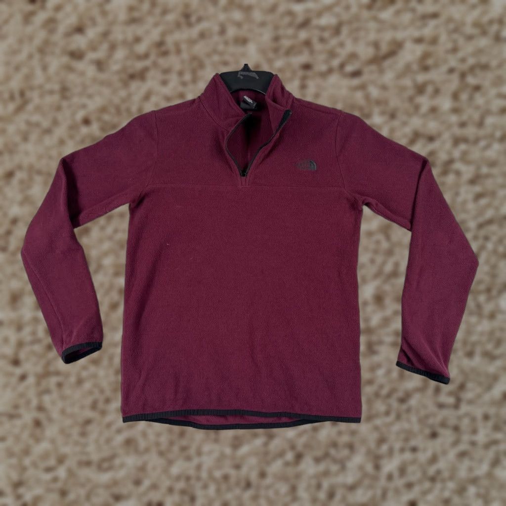 The North Face VINTAGE The North Face Sweater Womens Small Red 1/4 Zip Pullover Polyester Fleece Mock Size S / US 4 / IT 40 - 1 Thumbnail