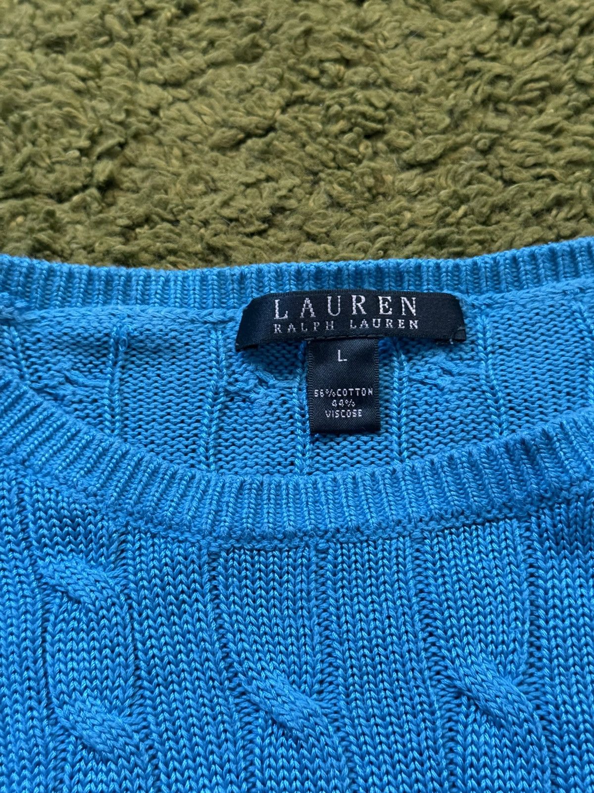 Lauren Ralph Lauren × Ralph Lauren × Vintage Lauren Ralph Lauren cable knit blue sweater Size L / US 10 / IT 46 - 3 Thumbnail