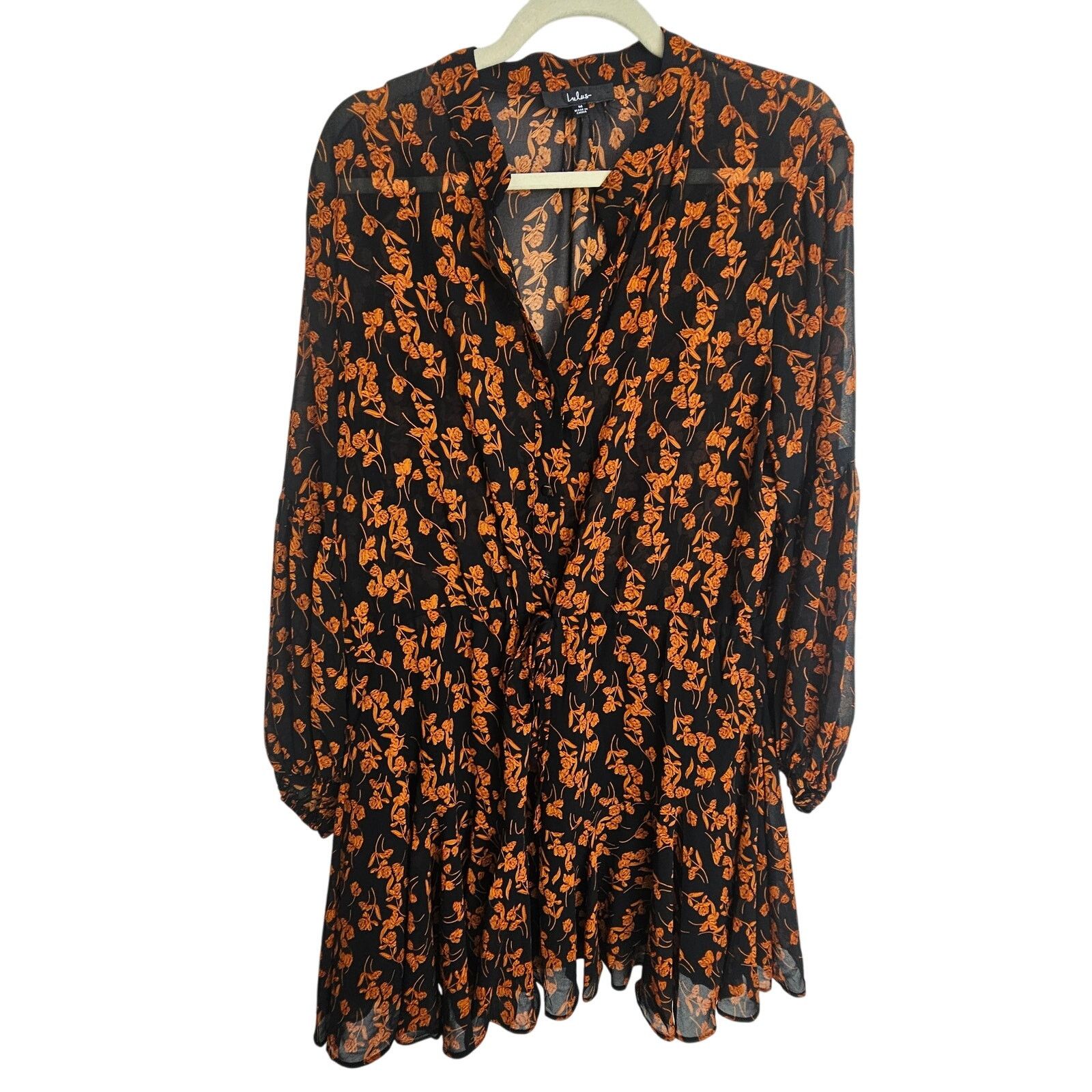 Lululemon Lulus Dress M Sashay My Way Black Floral LS Mini Dress Puff Size M / US 6-8 / IT 42-44 - 1 Thumbnail