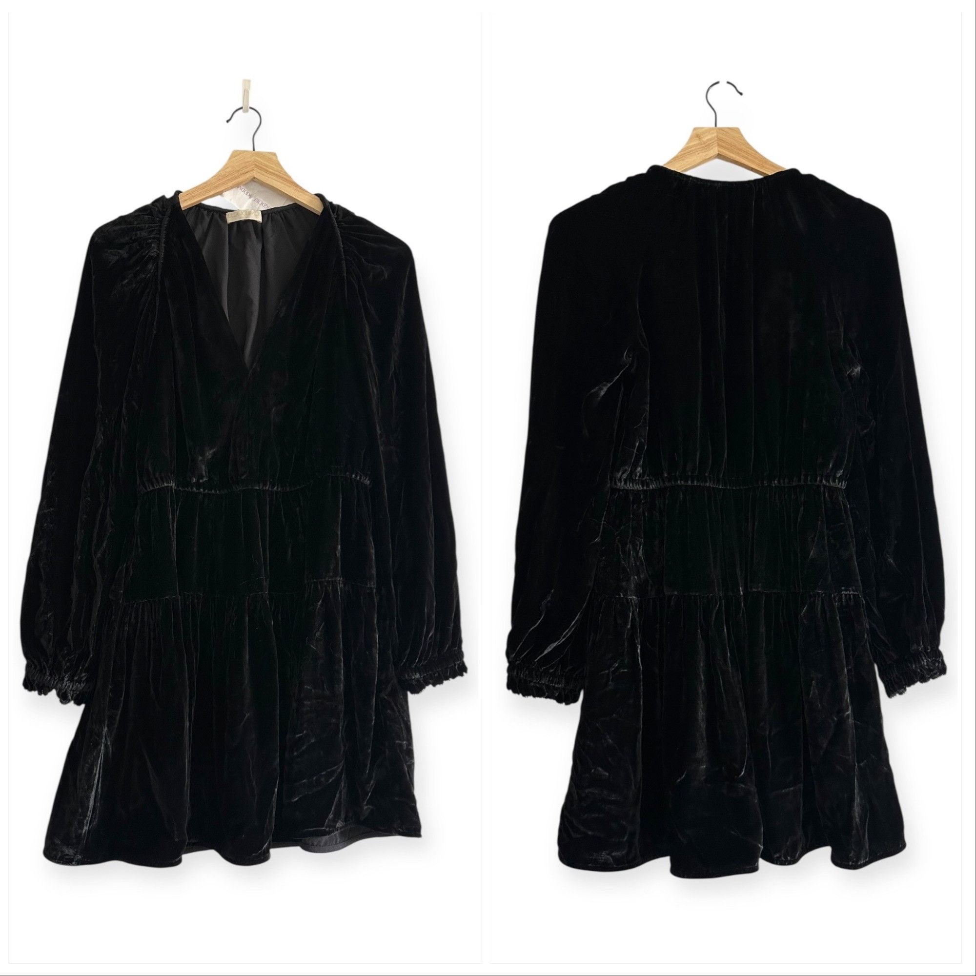 Ulla Johnson ULLA JOHNSON Audrey Tiered Puff-sleeve Velvet Mini Dress In Size S / US 4 / IT 40 - 14 Thumbnail