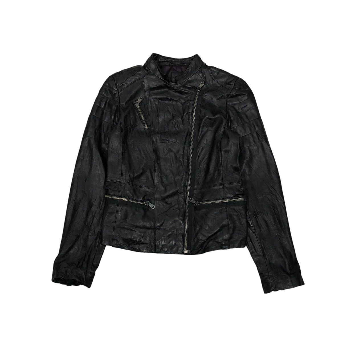 🔥VINTAGE CROPPED BIKER LEATHER JACKET GAP ISSEY MIYAKE