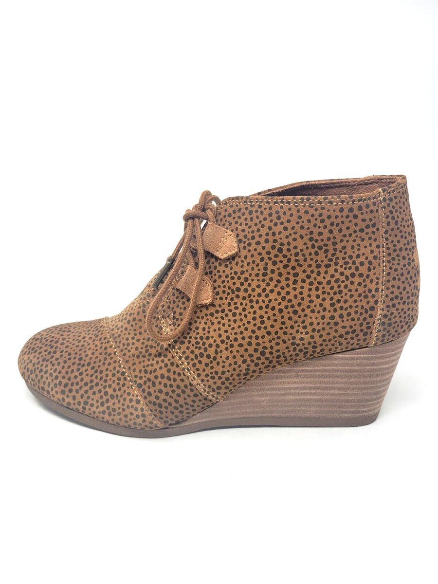 Toms TOMS Kala Wedge Booties Animal Print Suede Lace Up Sz 9.5 Size US 9.5 / IT 39.5 - 4 Thumbnail