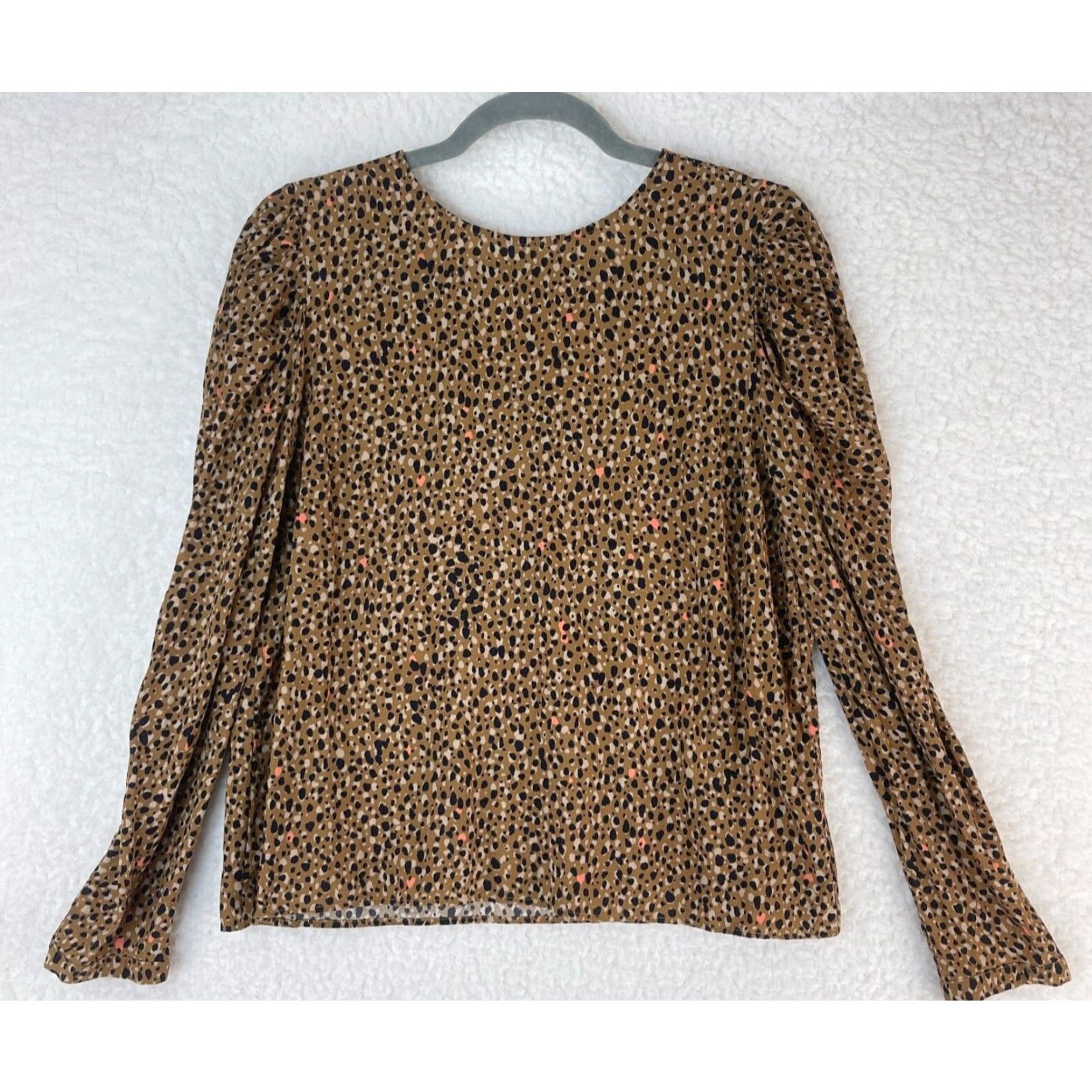 Vintage Dolan Womens Brown Animal Print Long Sleeve Round Neck Lightweight Shirt L Size L / US 10 / IT 46 - 2 Thumbnail