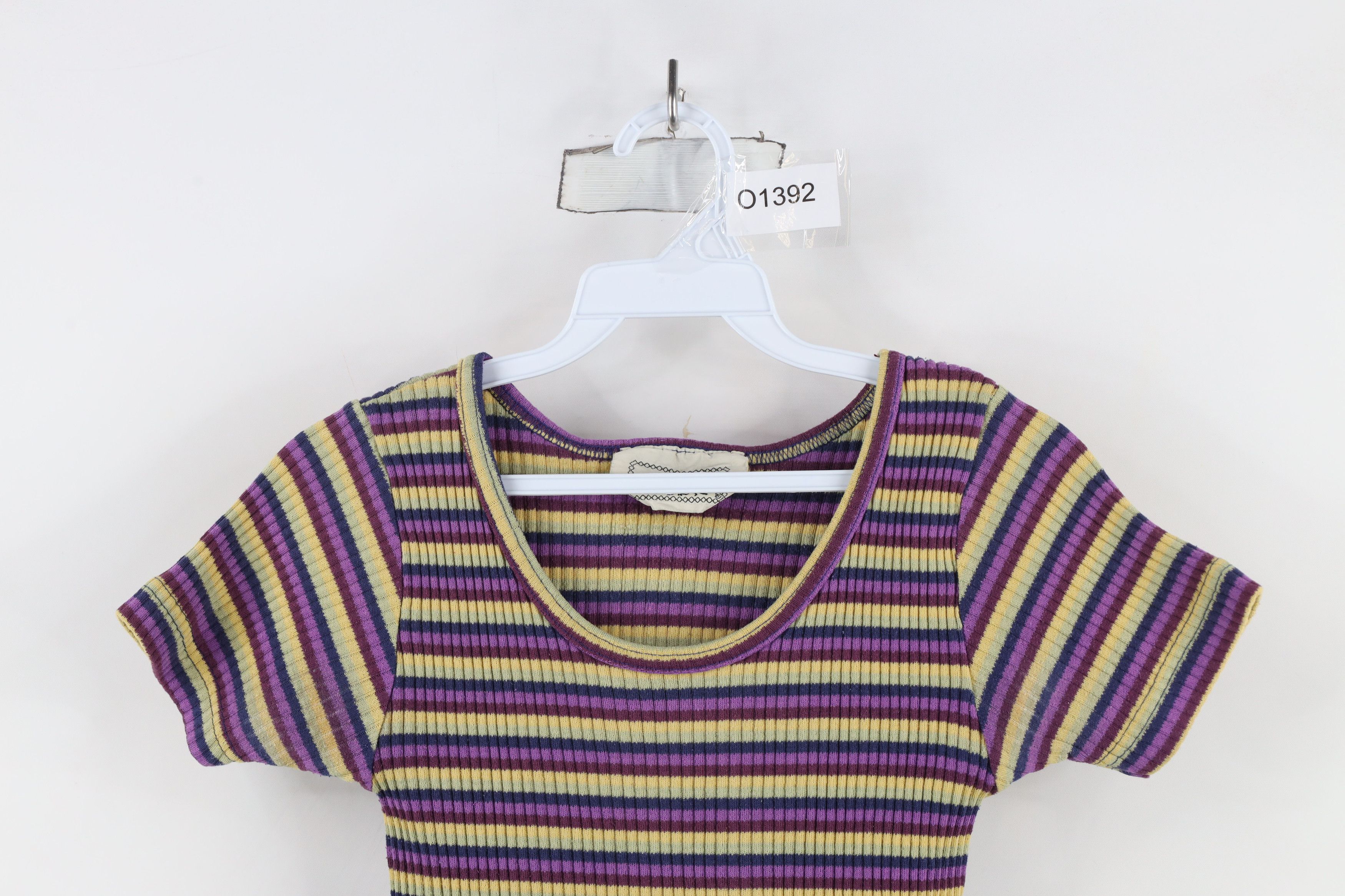 Vintage Vintage 90s Y2K Baby Doll Striped Ribbed Knit T-Shirt Size M / US 6-8 / IT 42-44 - 2 Thumbnail