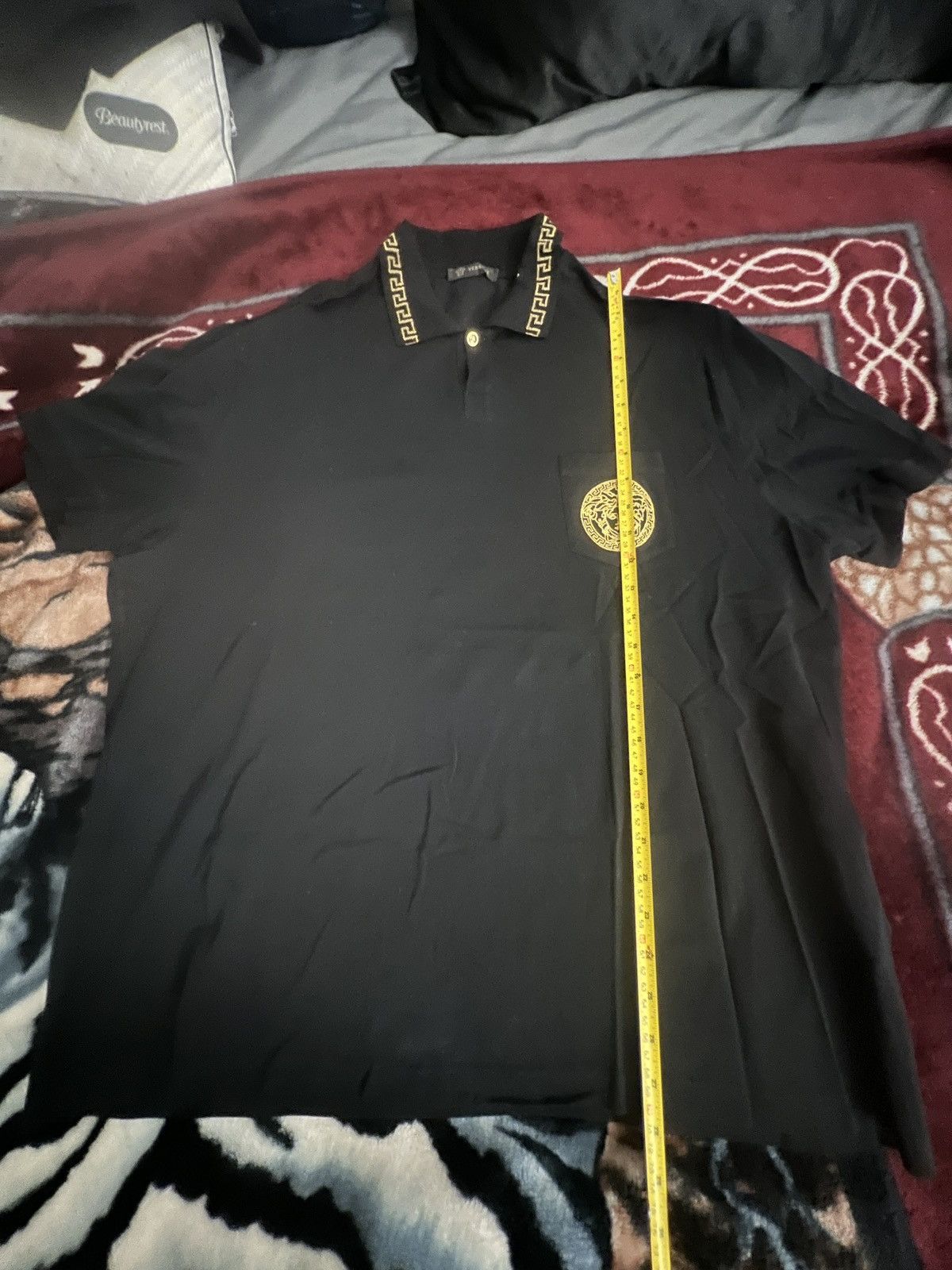 Versace Versace Glitter Black and Gold Polo Shirt Size US XL / EU 56 / 4 - 5 Thumbnail