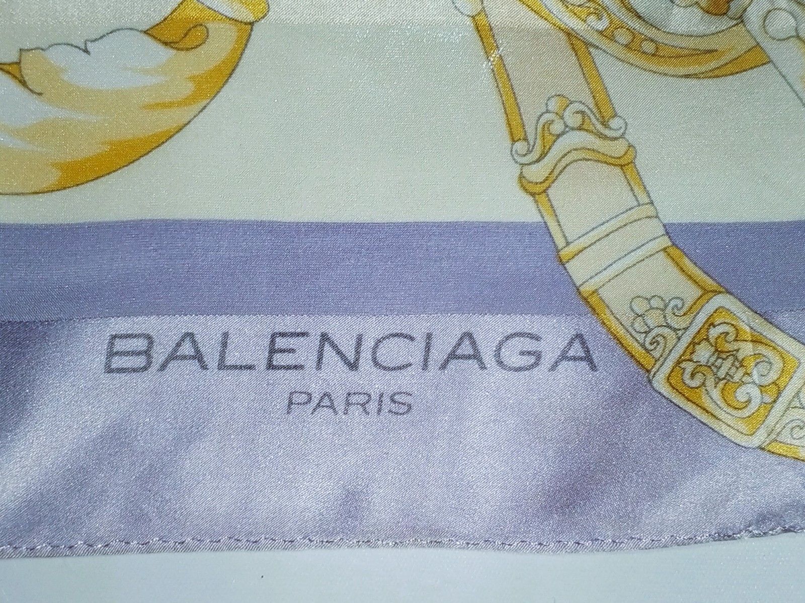 Balenciaga BALENCIAGA PARIS Victorian Purple Gold Silk Scarf Size ONE SIZE - 2 Thumbnail