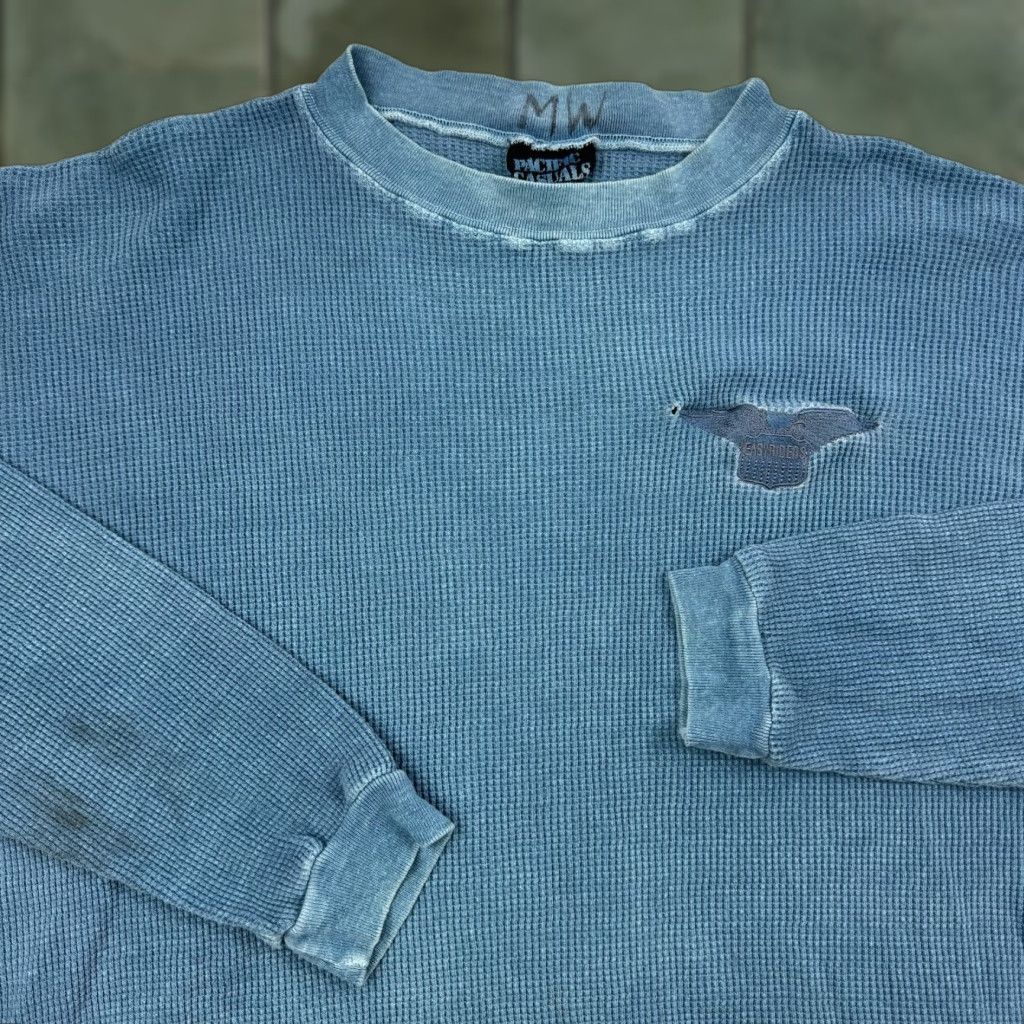 Vintage VINTAGE Easy Riders Thermal Shirt Men Large Blue 90s Biker Punk Hipster Crew Neck Long Sleeve Size US L / EU 52-54 / 3 - 1 Thumbnail