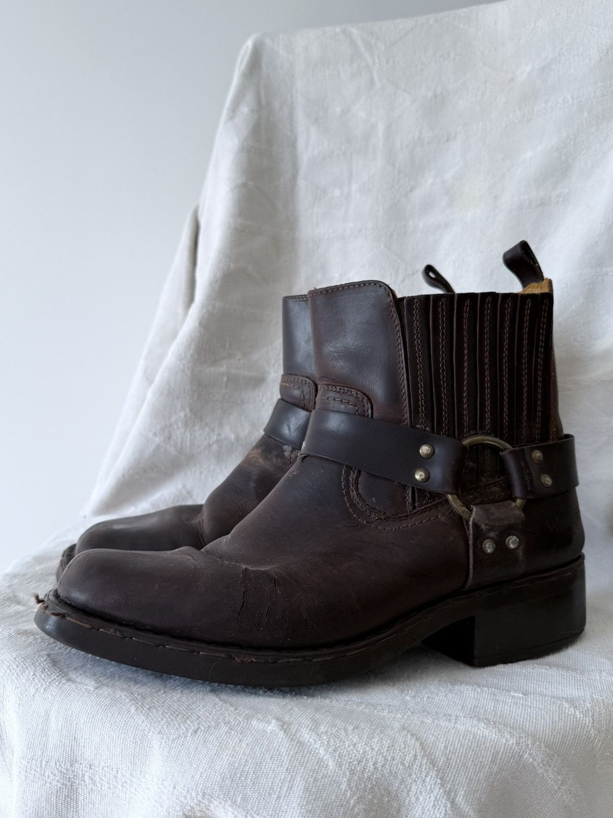 Cowboy Equipment Vintage Wrangler Rodeo Cowboy Western Biker Leather Boots Size US 8.5 / EU 41-42 - 2 Thumbnail