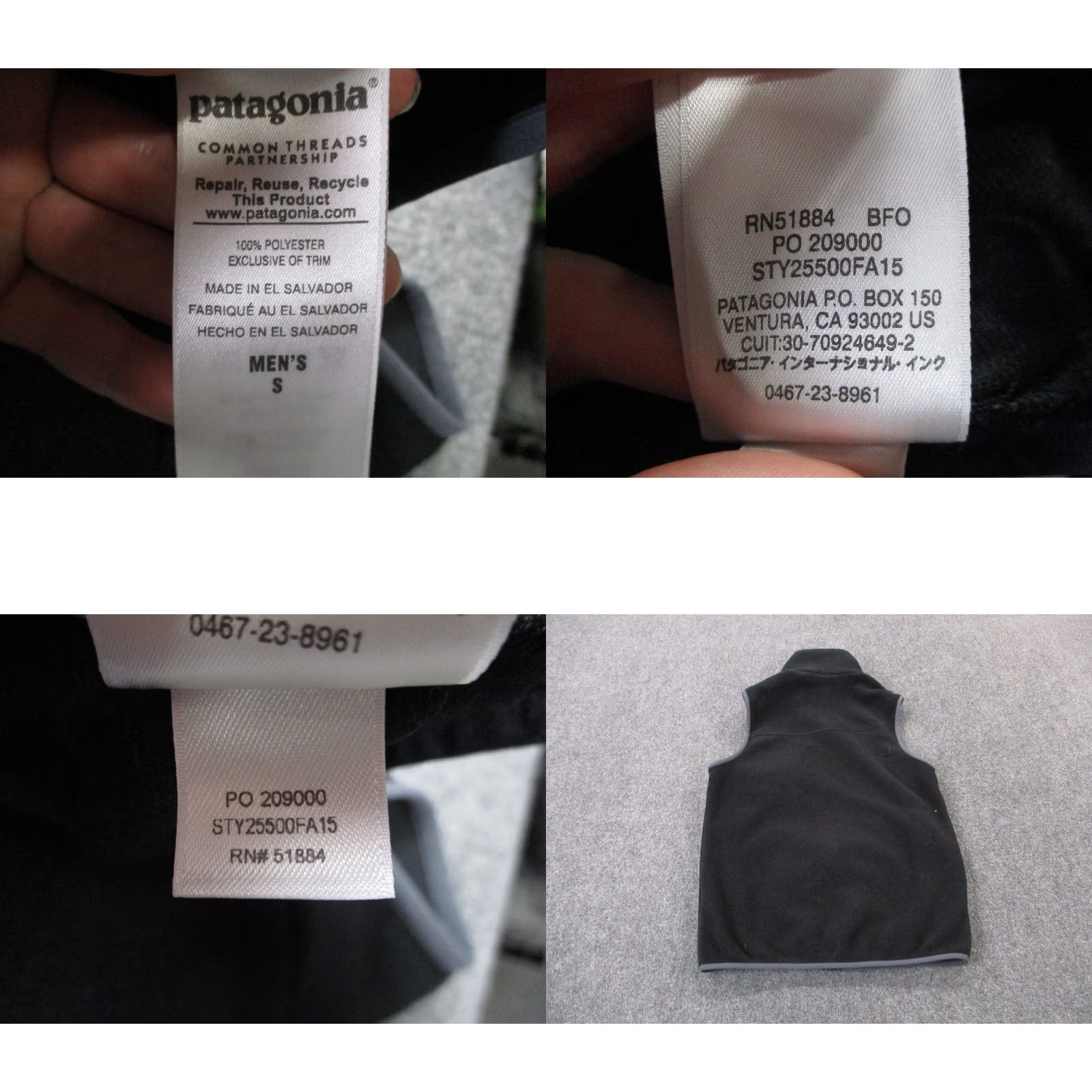 Patagonia Patagonia Vest Jacket Mens S Black Synchilla Fleece Zip Full Zip Pockets Hiking 90s Windbreaker Size US S / EU 44-46 / 1 - 8 Thumbnail