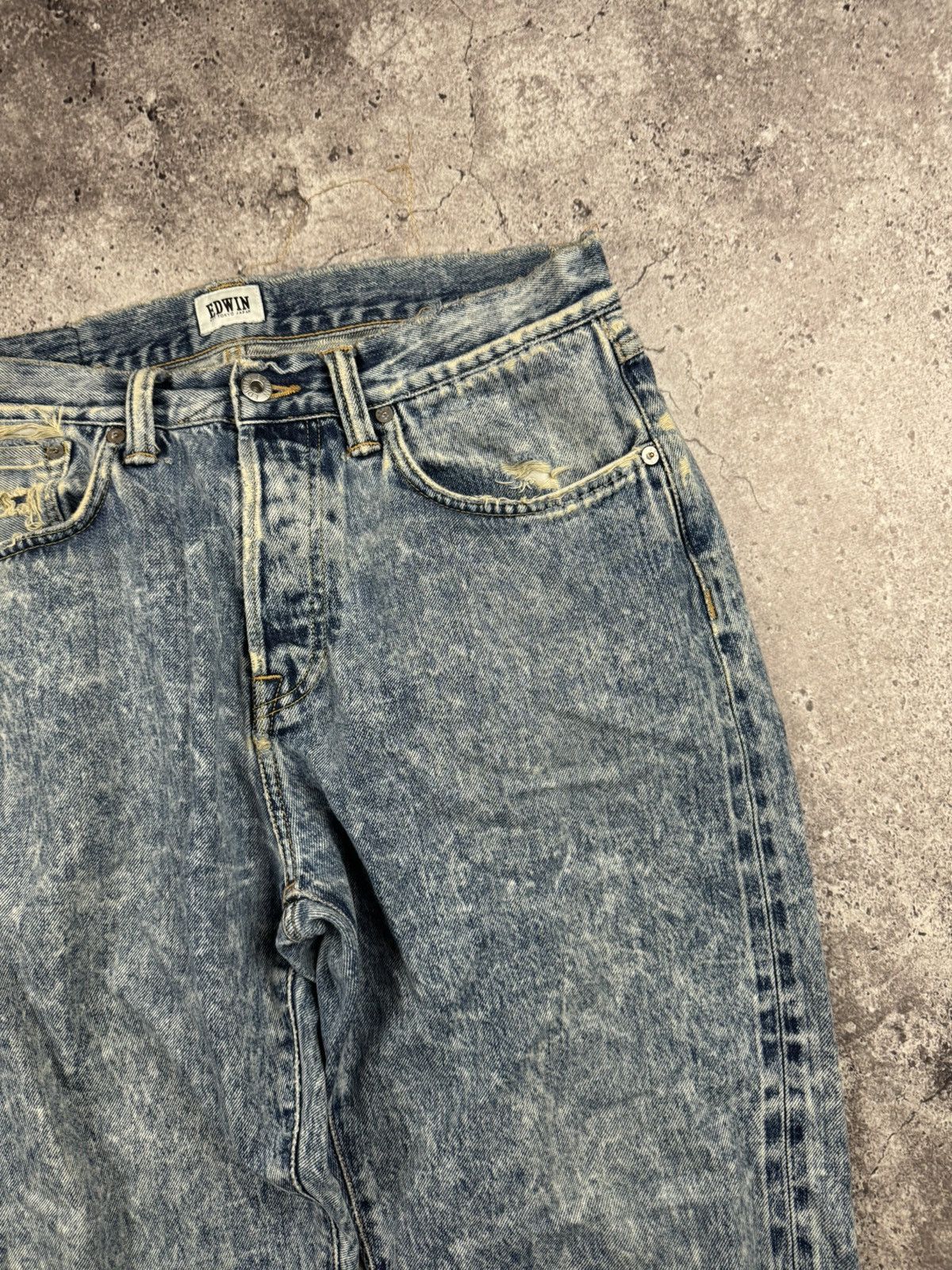Edwin VINTAGE EDWIN WASHED DISTRESSED BAGGY SELVEDGE JAPANESSE Size US 32 / EU 48 - 11 Thumbnail