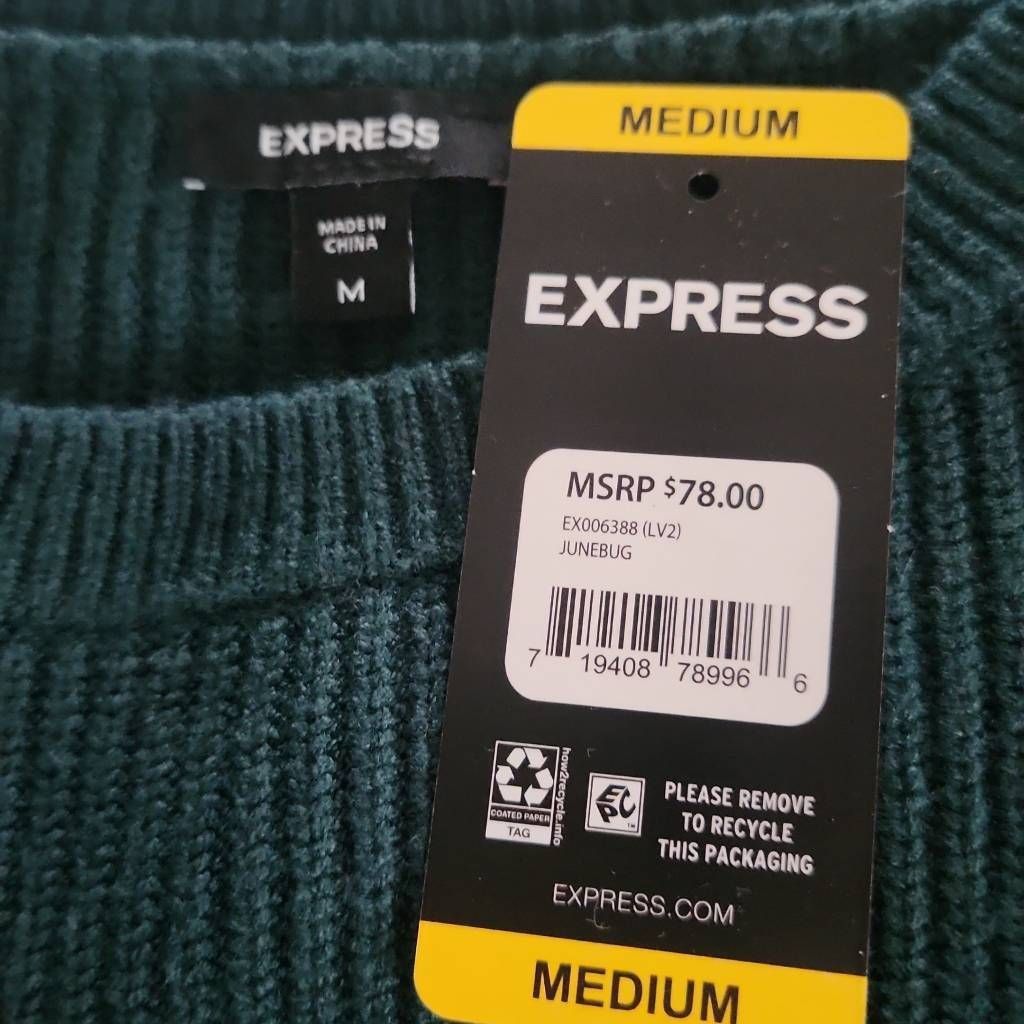 Express Express Women's Size Medium Forest Green Crew Neck Relaxed S Size M / US 6-8 / IT 42-44 - 5 Thumbnail