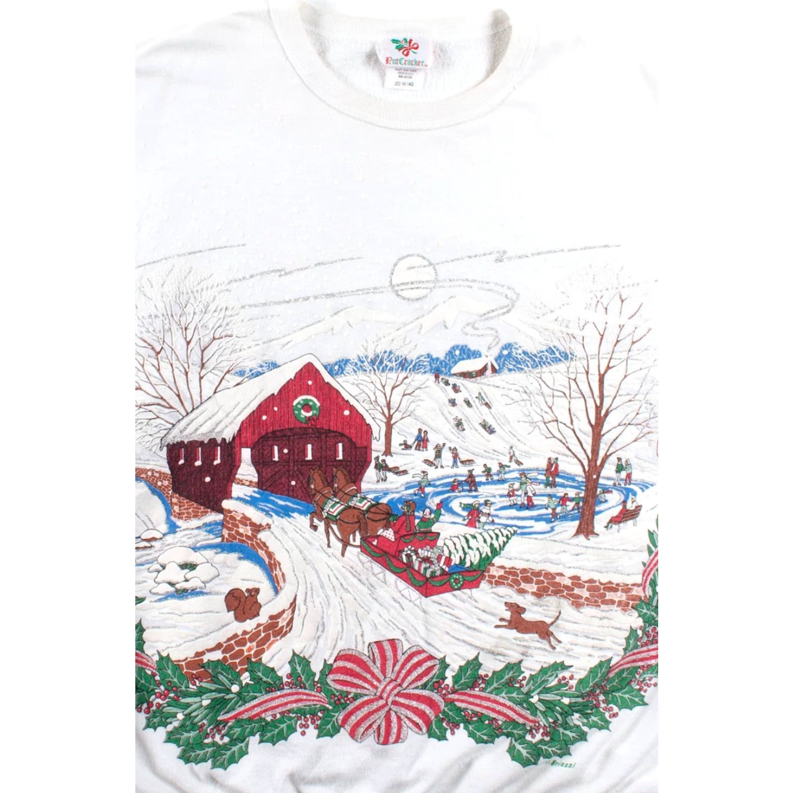 Vintage VINTAGE NutCracker White Ugly Christmas Sweatshirt 20W/40 Regular Adult XXXL XXL 1990s Christmas White Sweatshirt Mens Womens Size 3XL / US 20-22 - 2 Thumbnail