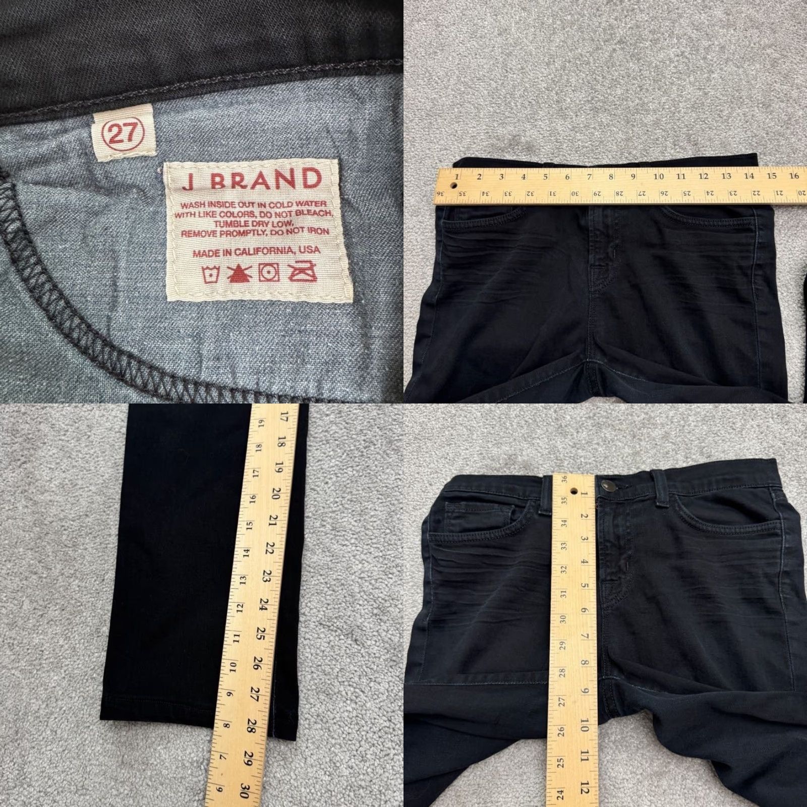 J Brand VINTAGE J Brand Denim Jeans Women 27 Black Mid Rise Stretch Cigarette Style Streetwear Size 27" / US 4 / IT 40 - 8 Thumbnail