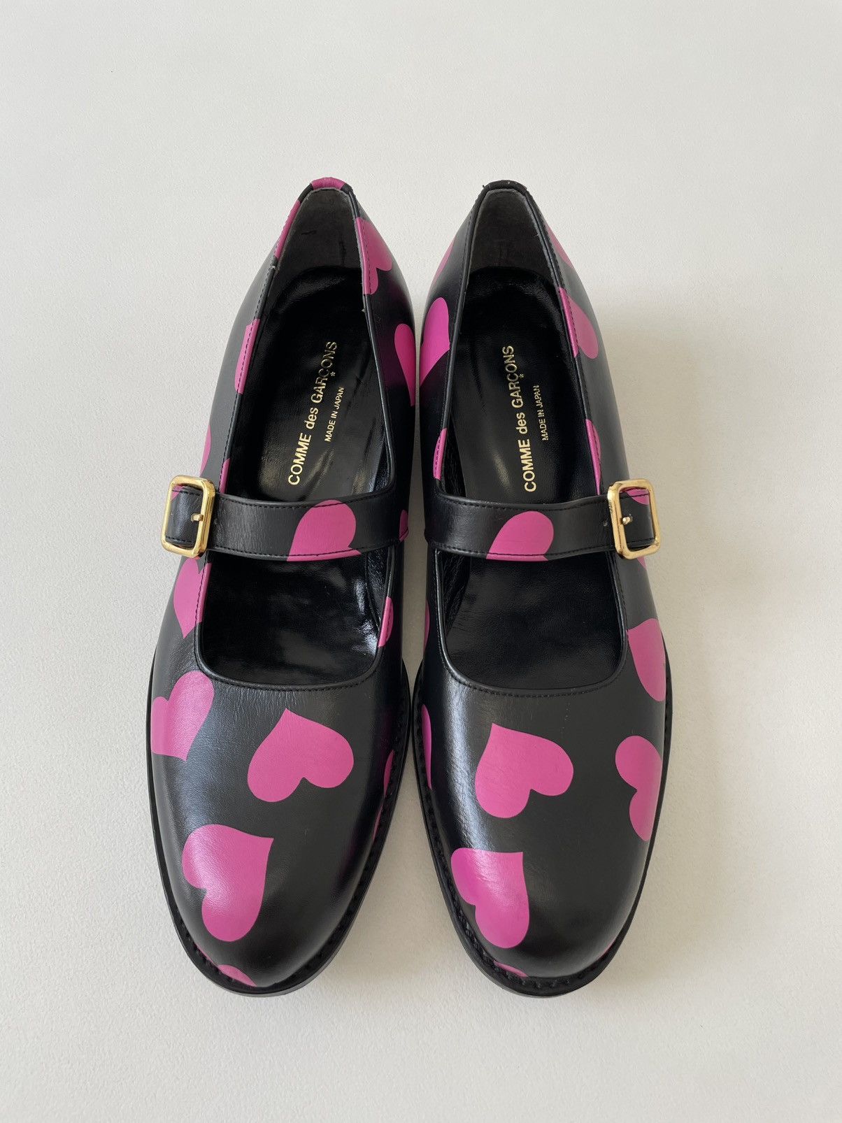 Comme des Garcons ‘Heart Print’ Leather Mary Jane Shoes Size US 8 / IT 38 - 1 Thumbnail