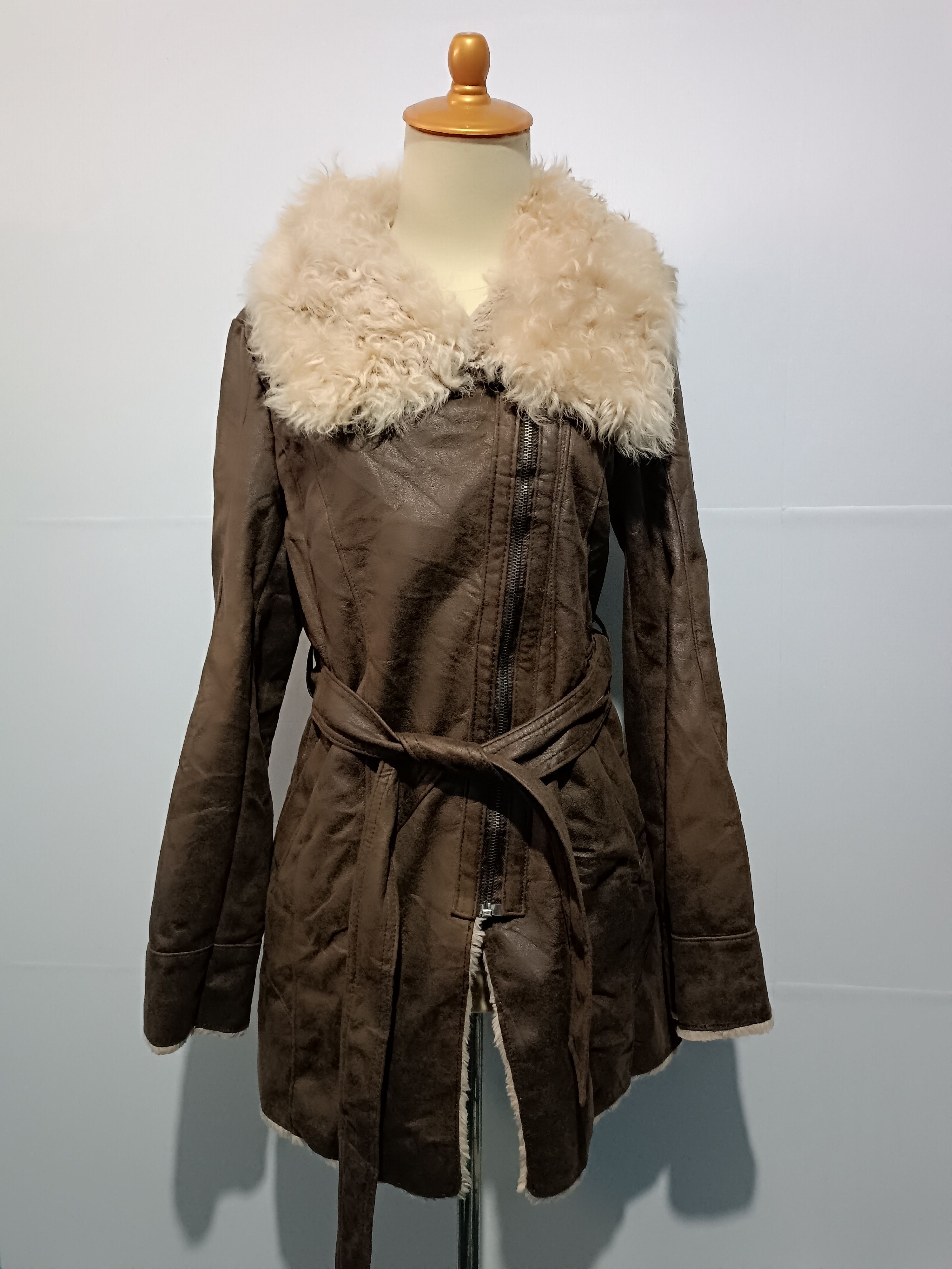 Japanese Brand Boko Collection Asymmetrical Faux Fur Jacket Brown Size S / US 4 / IT 40 - 1 Thumbnail