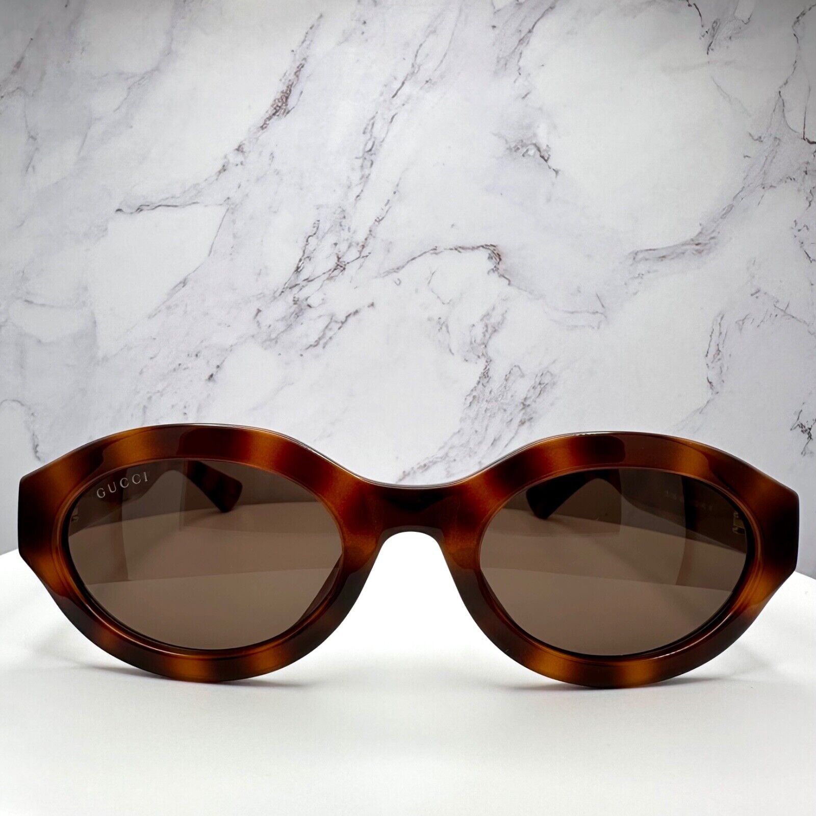 Gucci New GUCCI Sunglasses Brown Tortoise Oval Gold GG Logo Size ONE SIZE - 2 Thumbnail