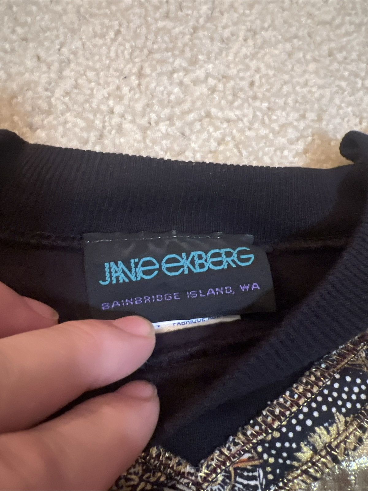 Vintage Janie Ekberg 80s Patch Work Art Crewneck Pullover Sweater Size L / US 10 / IT 46 - 4 Thumbnail