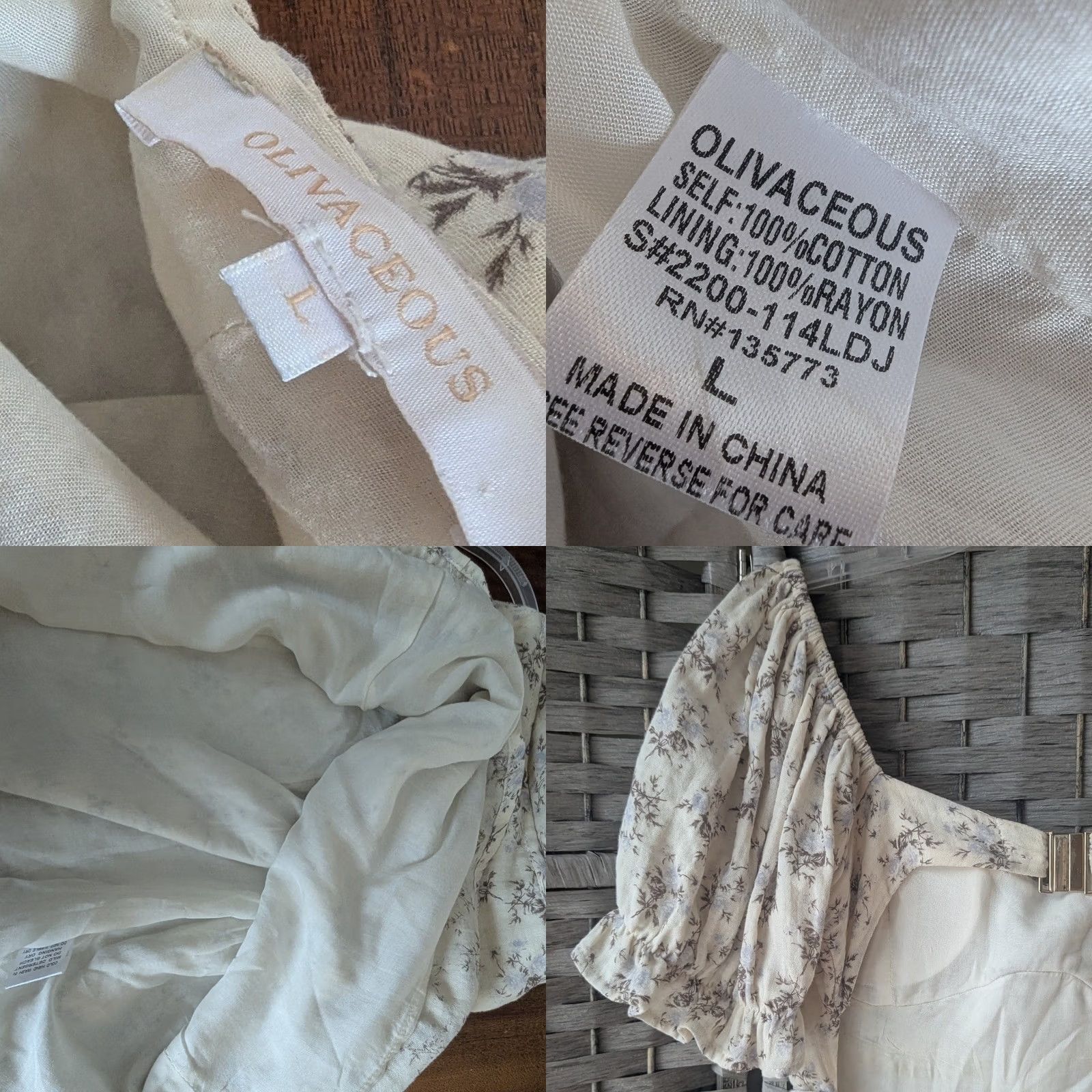 Vintage Cream Floral Bustier Open Back Puff Sleeve Mini Dress Sz L Coquette Fairy Womens Dress Size L / US 10 / IT 46 - 8 Thumbnail
