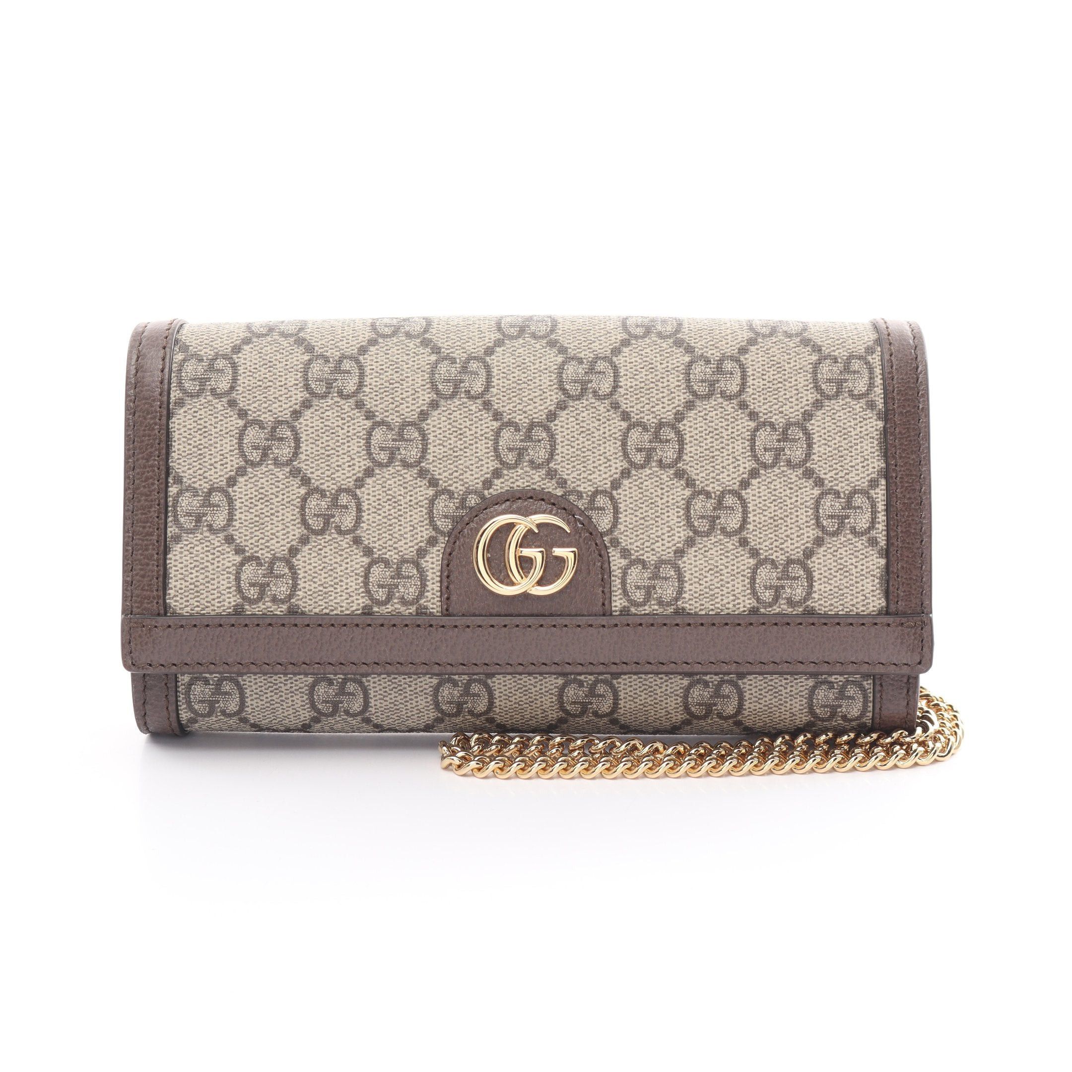Gucci Gucci Ophidia Gg Supreme Chain Wallet Leather Beige Brown Size ONE SIZE - 1 Thumbnail