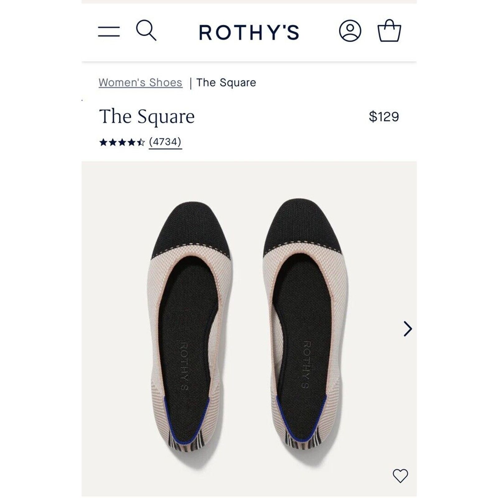 Other Rothy's The Square Flat Womens US 12 Tuxedo Two Tone Tan Size US 12 / IT 42 - 14 Thumbnail