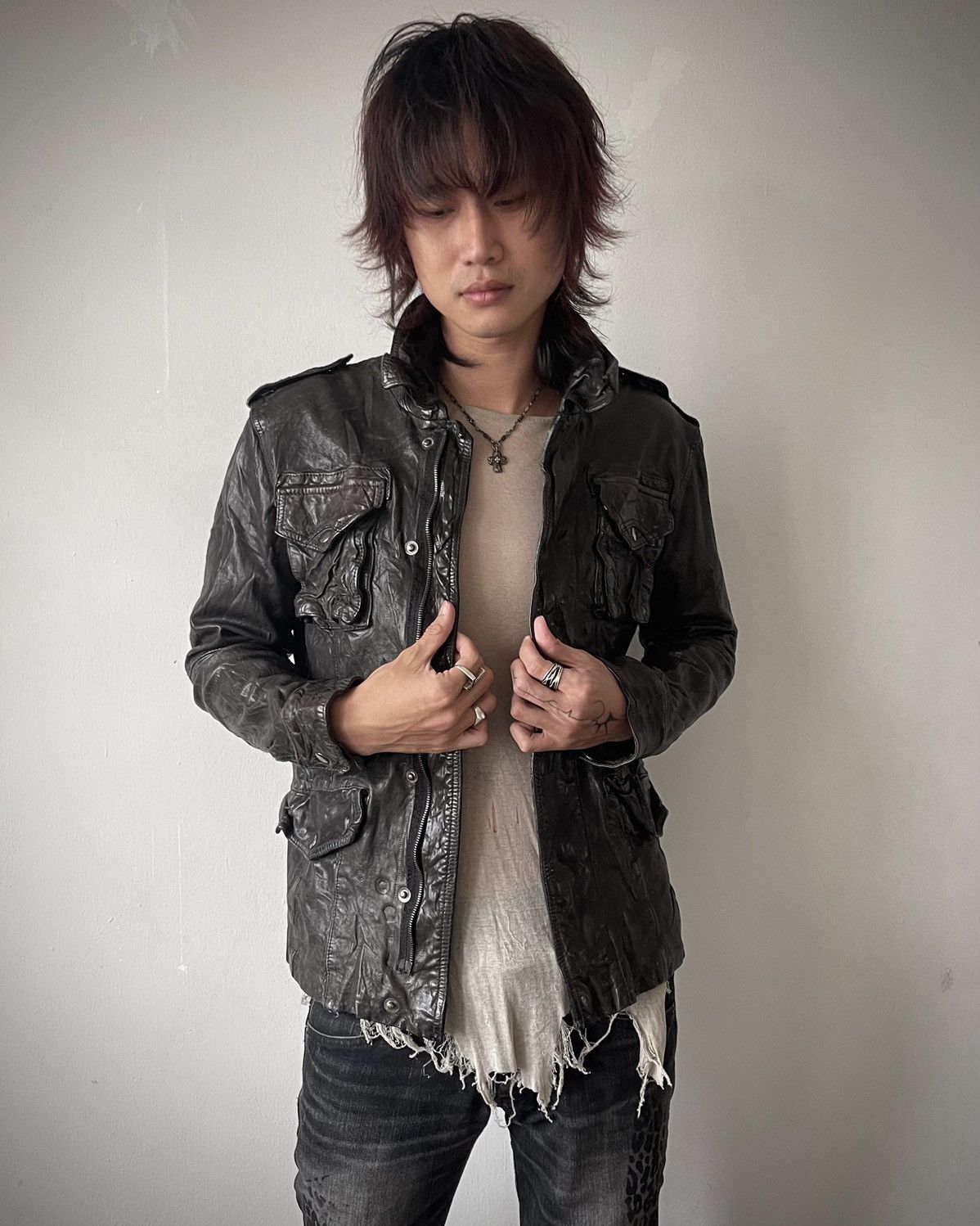 Japanese Brand Cathy Jane Wrinkled Pockets Sheepskin Leather Jacket Size US L / EU 52-54 / 3 - 2 Thumbnail