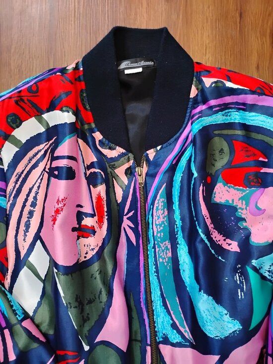 Ocean Current Vintage Ocean Accents Picasso AOP Satin Bomber Jacket Size US XL / EU 56 / 4 - 1 Thumbnail