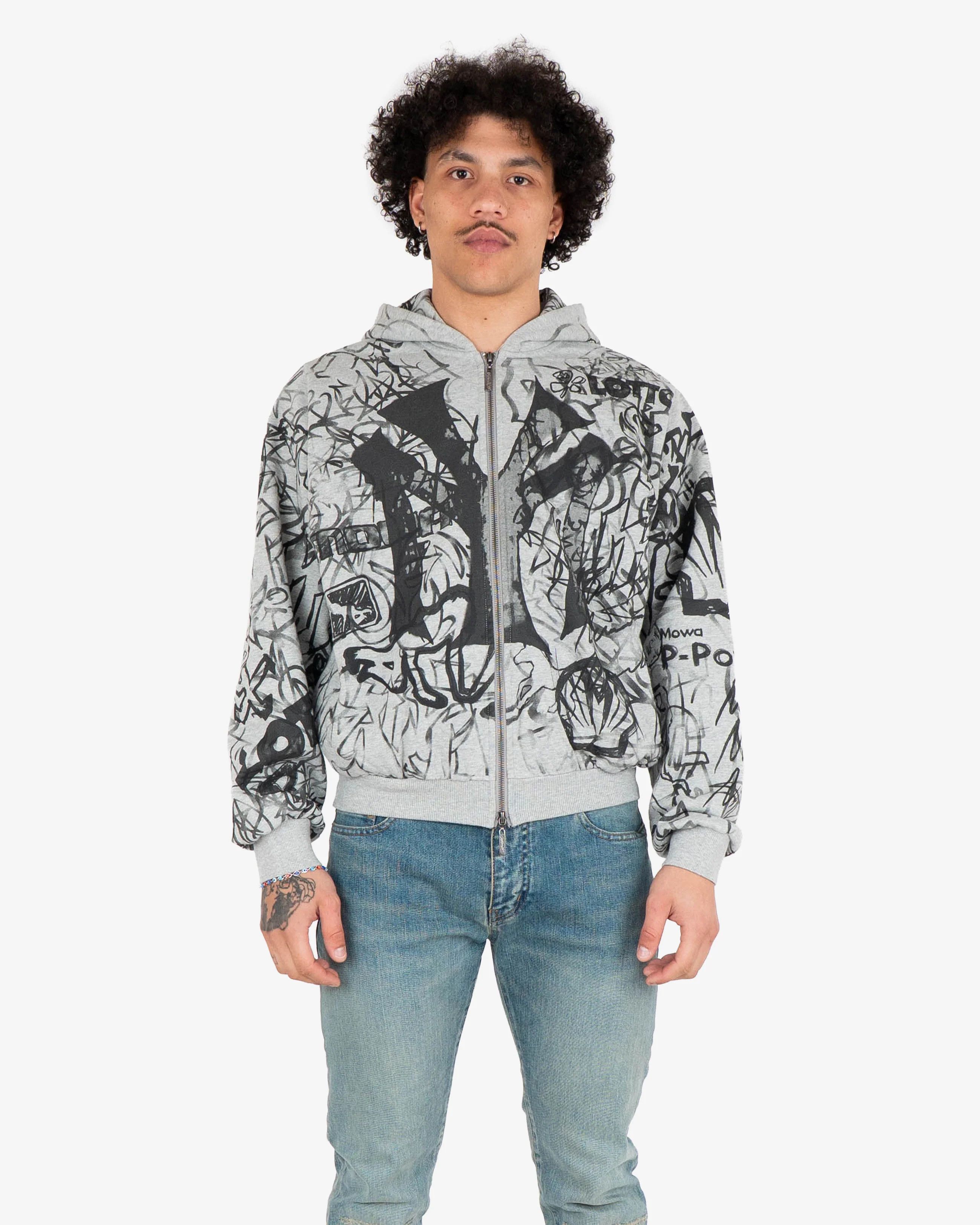 Mowalola Grey Graffiti Zip-Hoodie Size US M / EU 48-50 / 2 - 5 Thumbnail