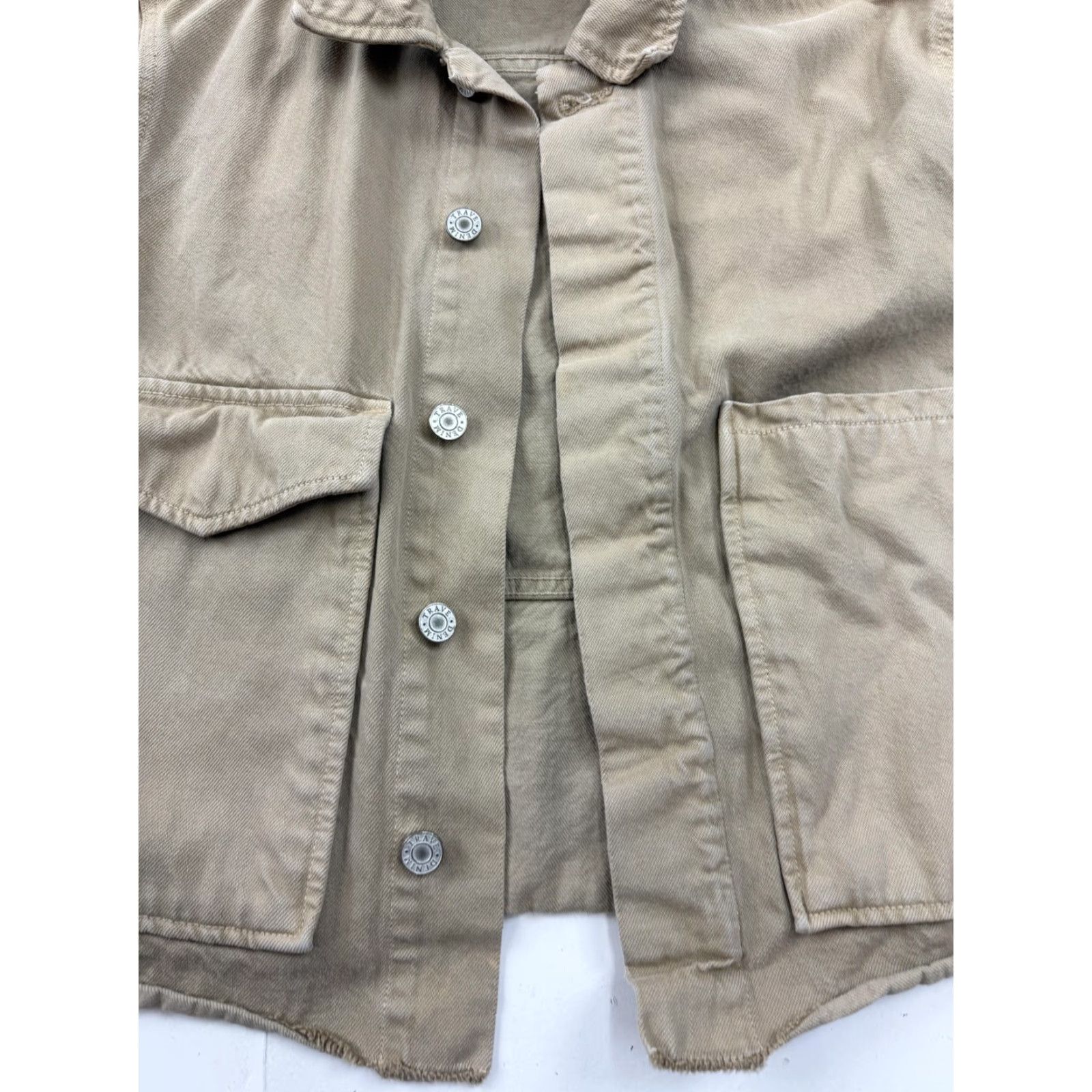 Vintage Trave Jacket Womens Small Beige Jane Cropped Twill Snap Front Utility Chore Size S / US 4 / IT 40 - 7 Thumbnail