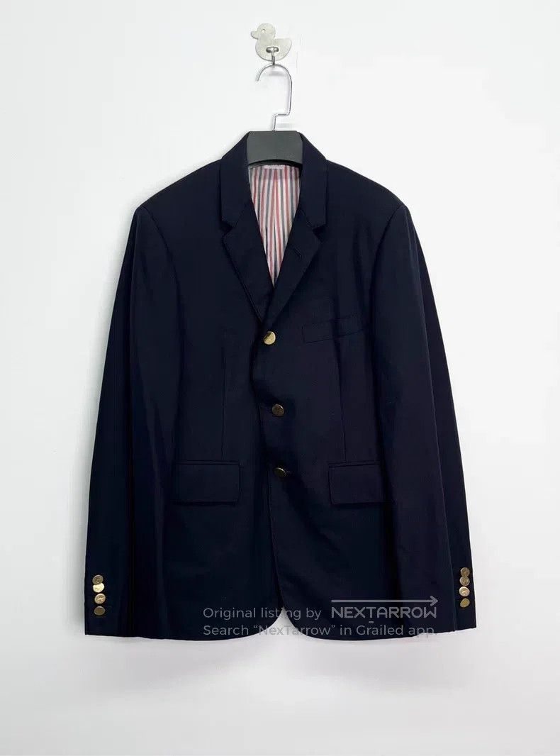 Thom Browne Thom Browne Naval Blue Anchor Gold Button Jacket Size US S / EU 44-46 / 1 - 1 Thumbnail