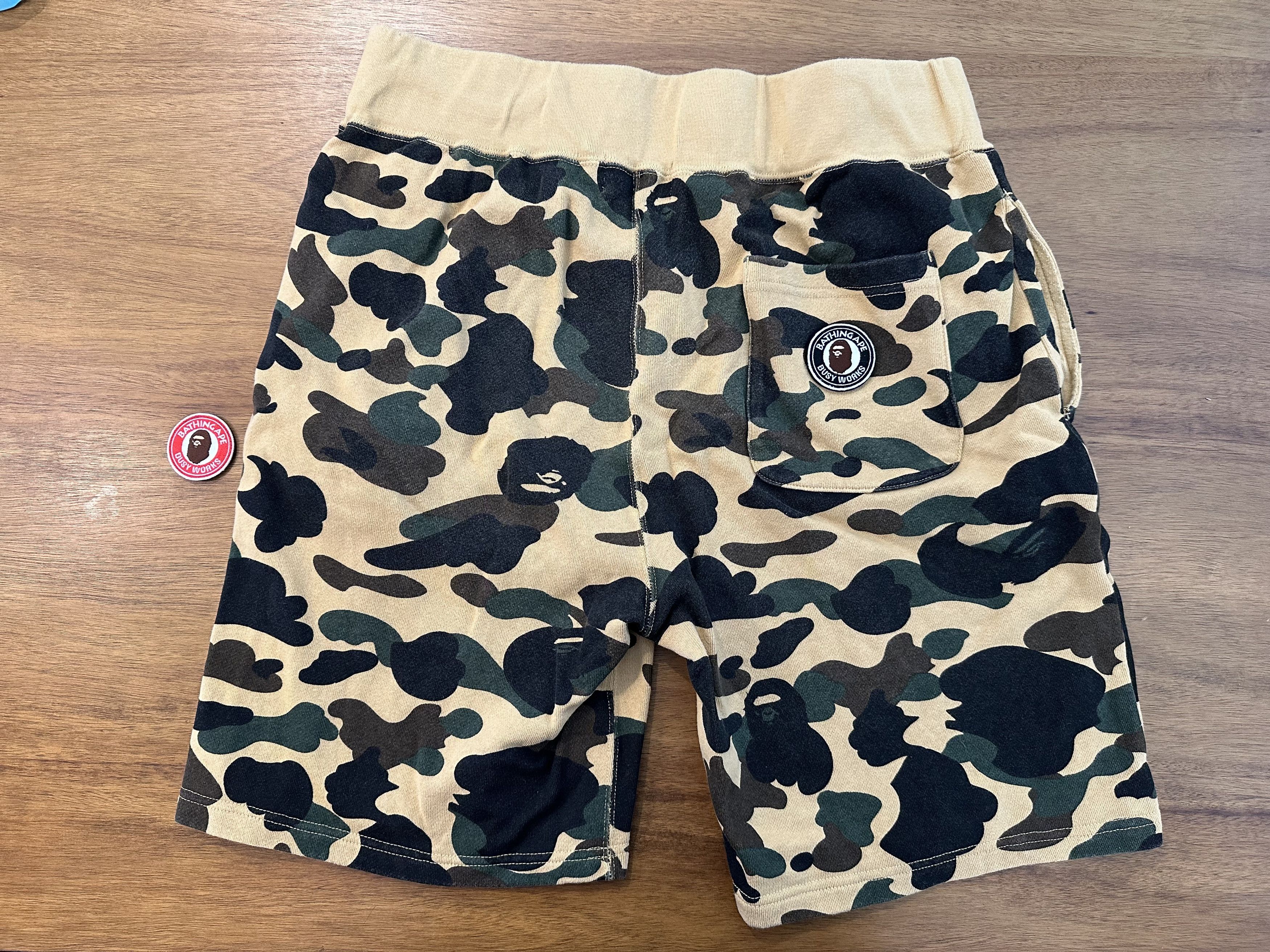 Bape BAPE 1st Camo ATS Sweat Shorts (Yellow) (XL) Size US 33 - 2 Thumbnail